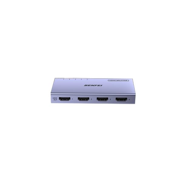BENFEI Splitter HDMI Répartiteur 1 entrée 4 Sorties 4K@60Hz, 1x4 Multiprise | multiple HDMI 2.0 avec HDR HDCP 2.2, 18Gbps [Alimentation USB-C boîtier en Aluminium], Mirror Uniquement pour PS5/4 Xbox HDTV