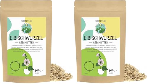 Alpi Nature Racine de Guimauve Tisane 500g, Racine de Guimauve Coupée et non Pelée, Thé en Vrac (Lot de 2)