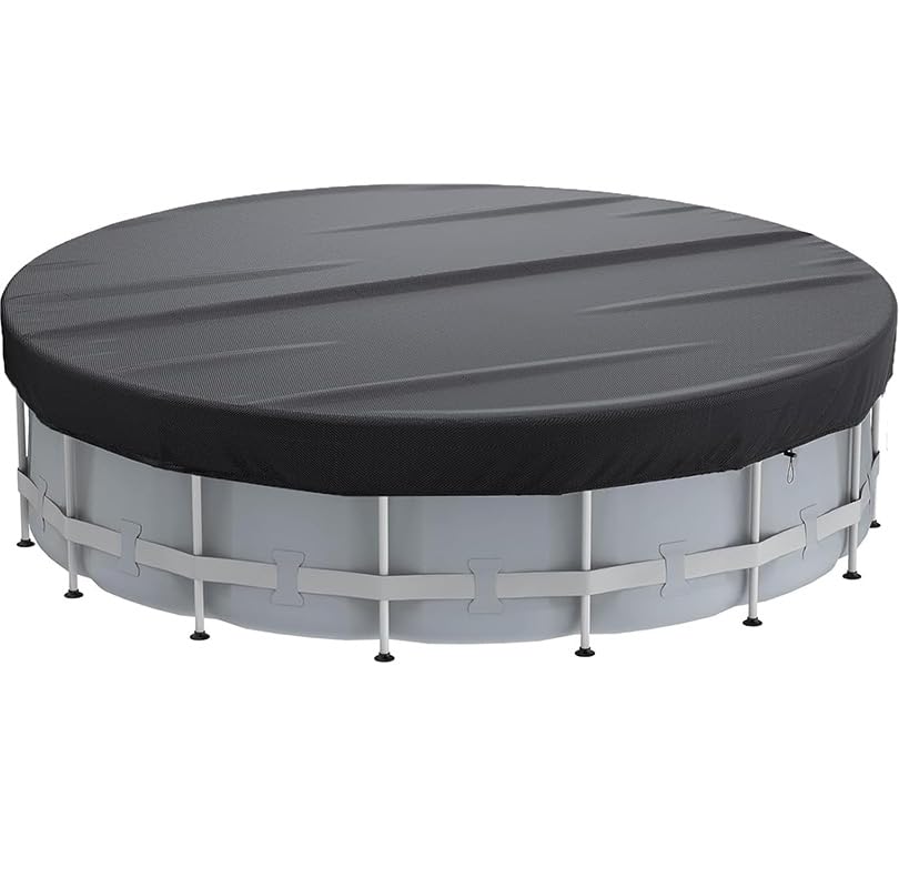 Bache Piscine Ronde 305, 420D Oxford Tissu Bache Hivernage Piscine Hors Sol, BâChe de Piscine Ronde ImperméAble Et IndéChirable