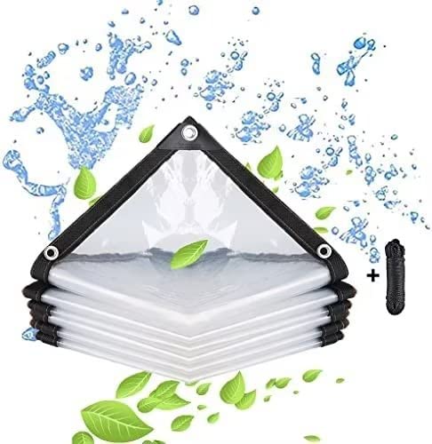 BCBIG Bâche imperméable Transparente avec œillets-pour Meubles de Jardin-Utilisable en extérieur-Imperméable à la Pluie-Isolation des Plantes-Résistant à la poussière-avec Cordon de Serrage 2 x 4 m