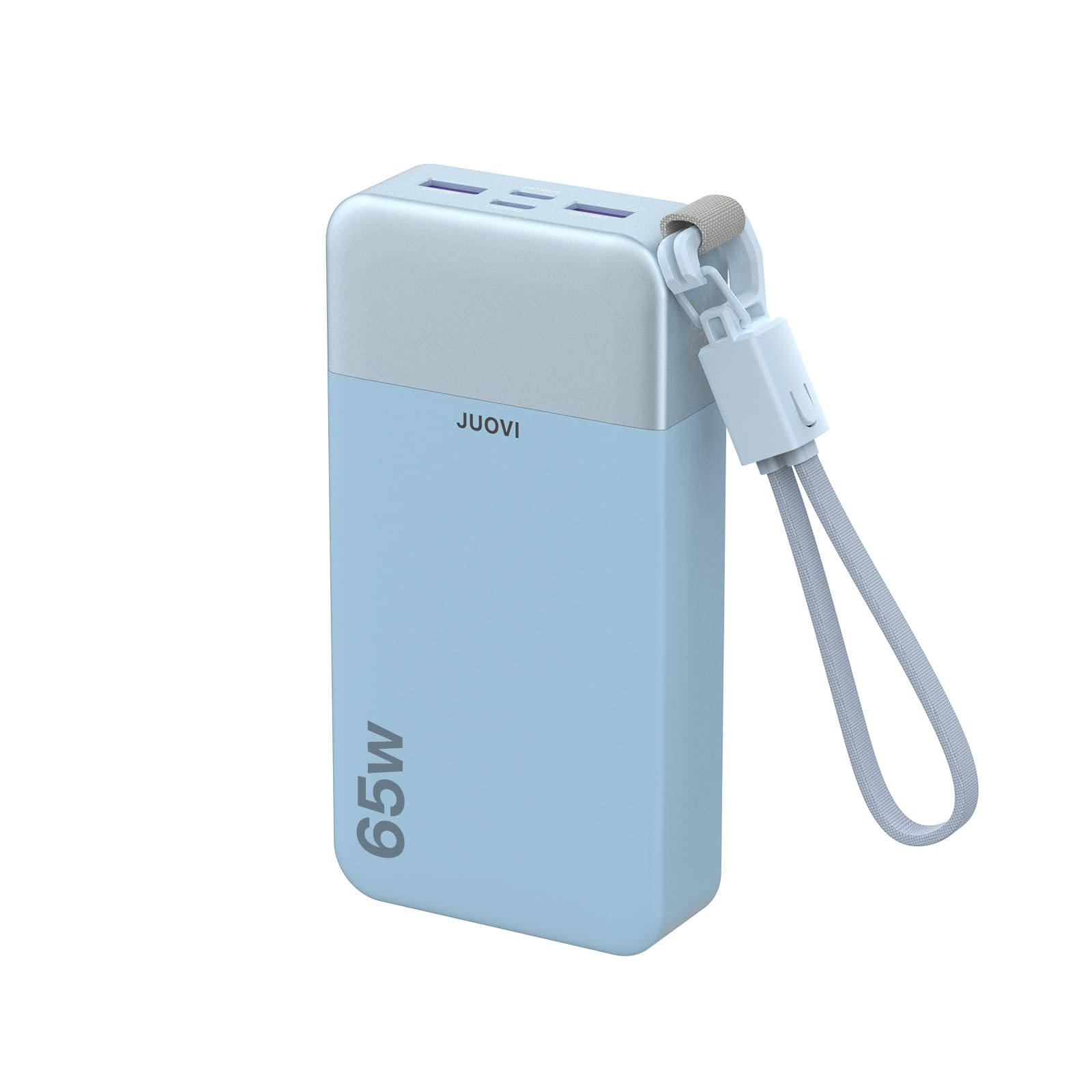 JUOVI Batterie Externe 65W Power Bank 20000mAh avec Câble Détachable | Charge Rapide avec 4 Ports Écran LED Batterie Portable pour Ordinateur Portable iPad Tablette iPhone Samsung Steam DecK