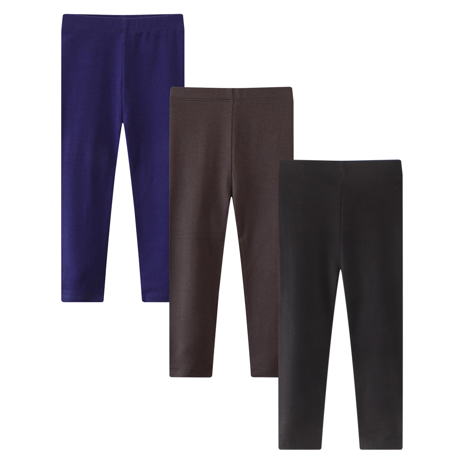 Kfnire Legging Fille Lot de 3 Longs en Coton Leggings Fille Taille Élastique Couleur Unie de 6 Mois à 6 Ans