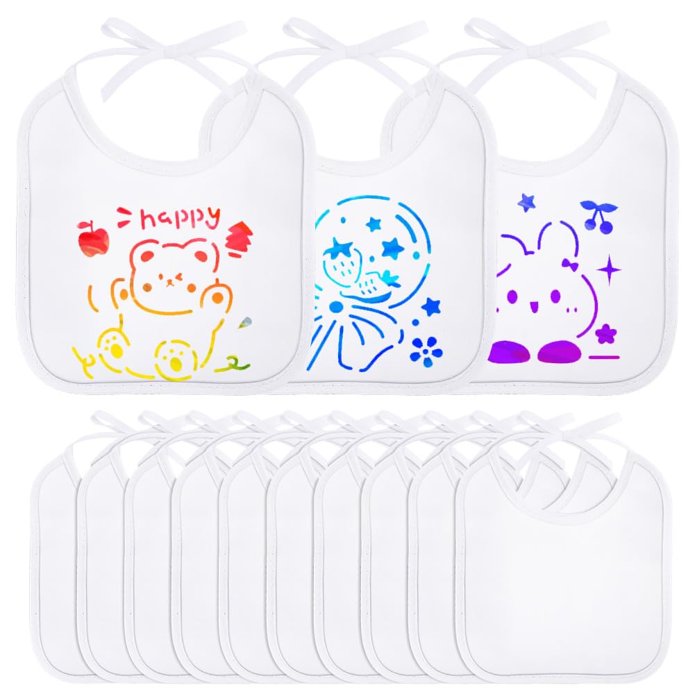 Aolso13 Pièces Bavoir pour Bébé, Bavoirs Bebe de Peinture, Bavoirs en coton de Peinture pour Fêtes Prénatales, Cadeau de Douche de BébéBonne Ldée Pour Activités Pour Une Fête De Naissance