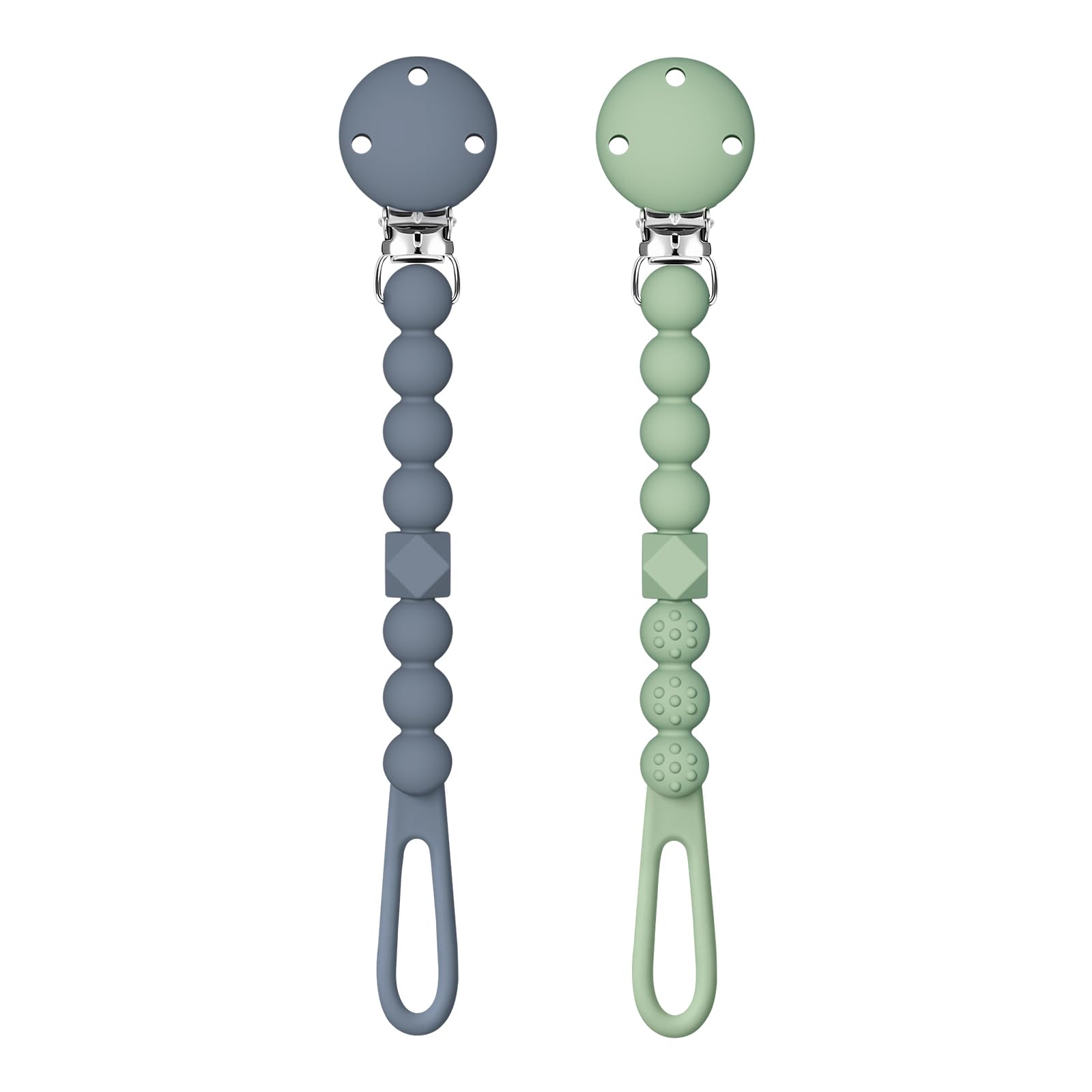TYRY.HU Attache Sucette Silicone Clips Chaîne de Tétine en Une Pièce Anneau de Dentition pour Garçons et Filles Design Monobloc Bébé Tétines 0M+ 2Pièces