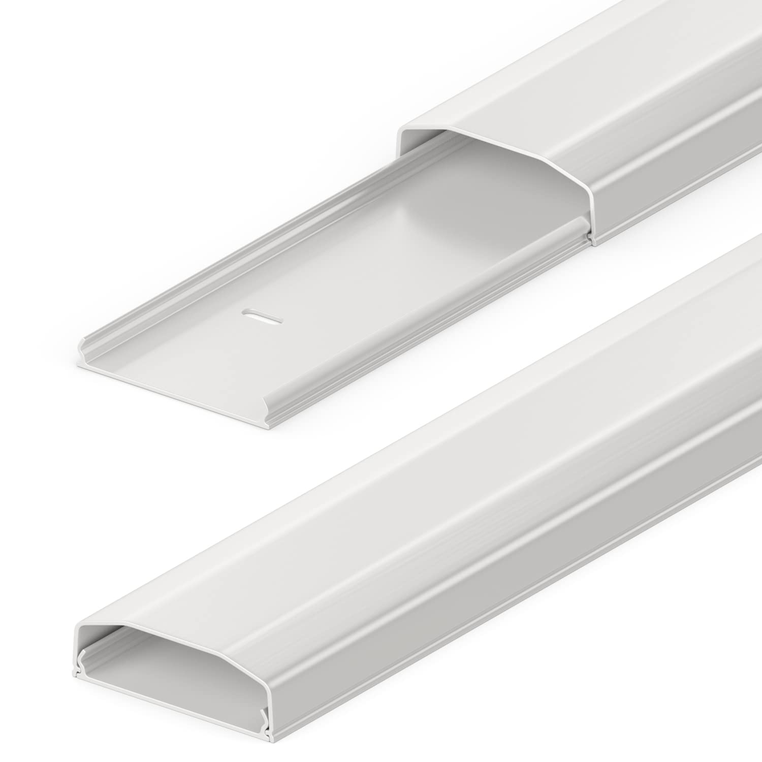 deleyCON Conduit de Câble Goulotte de Distribution Universal Câblage Facile de Câbles et Fils PVC de Grande Qualité Longueur 50cm Largeur 6cm Hauteur 2cm - Blanc