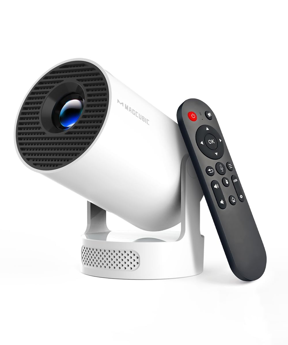 Magcubic Vidéoprojecteur Portable 4K Compatible, Apps Intégrées Projecteur | Mini Vidéoprojecteur Android 14 WiFi 6 Bluetooth 5.4, 180° Rotatif Haut-Parleur 5W pour Téléphone, TV & Home Cinéma HY300Pro+