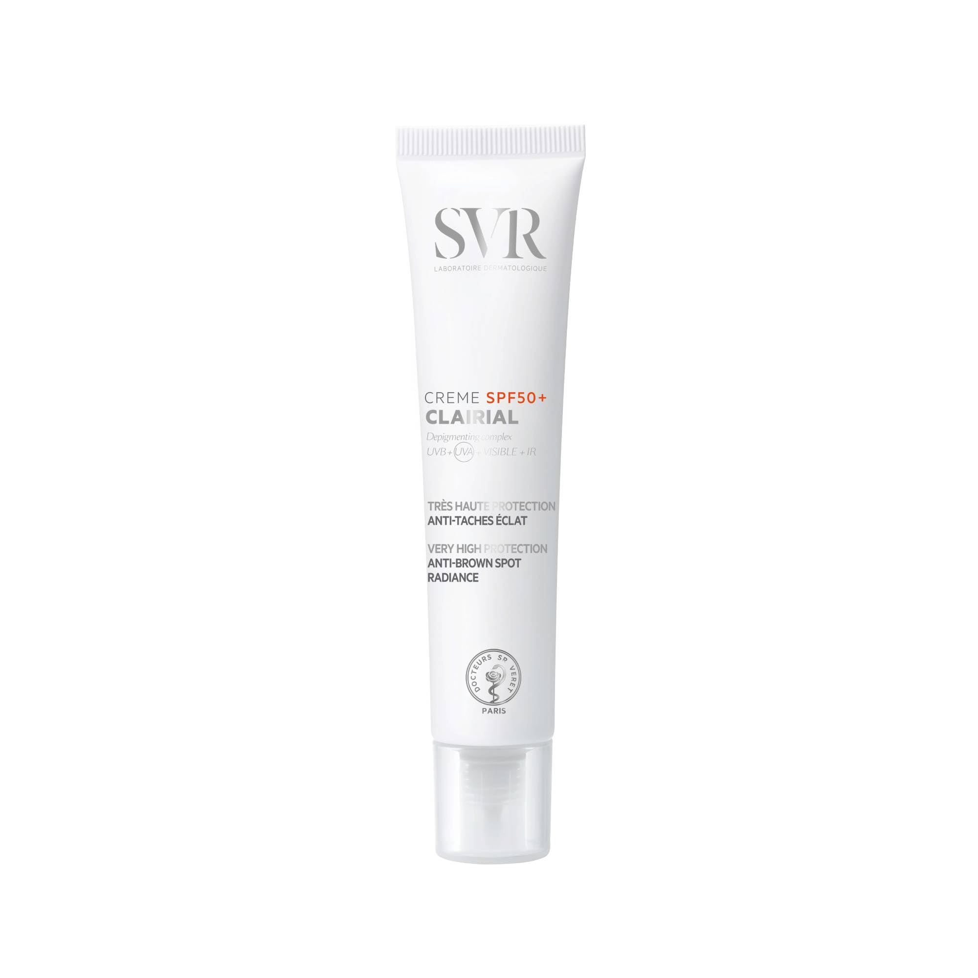 SVR Clairial Crème SPF50+ anti taches 40 ml | Niacinamide, Lumiwhite Complex, SPF50+, taches brunes ciblées, teint uniforme, éclat renforcé