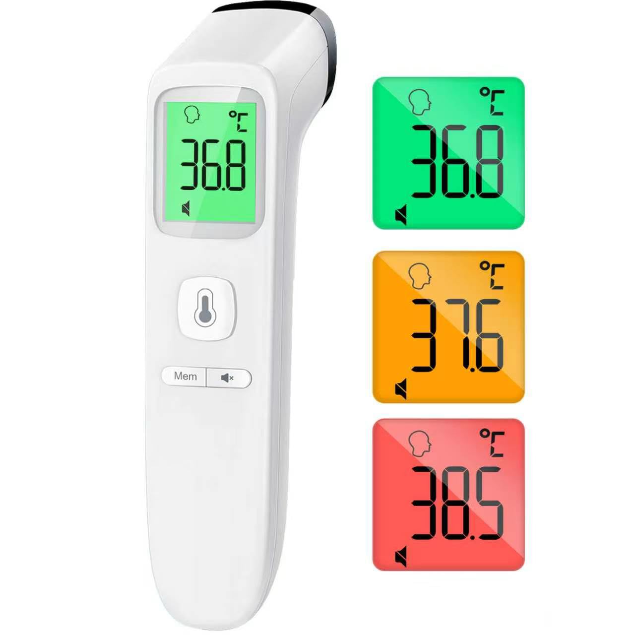 Thermomètre Frontal Sans Contact, Thermometre Bebe, Thermomètre Médical Numérique Infrarouge pour Adultes, Lecture Précise avec Ecran LCD, Mode Muet, Rappel de Mémoire (Blanche)