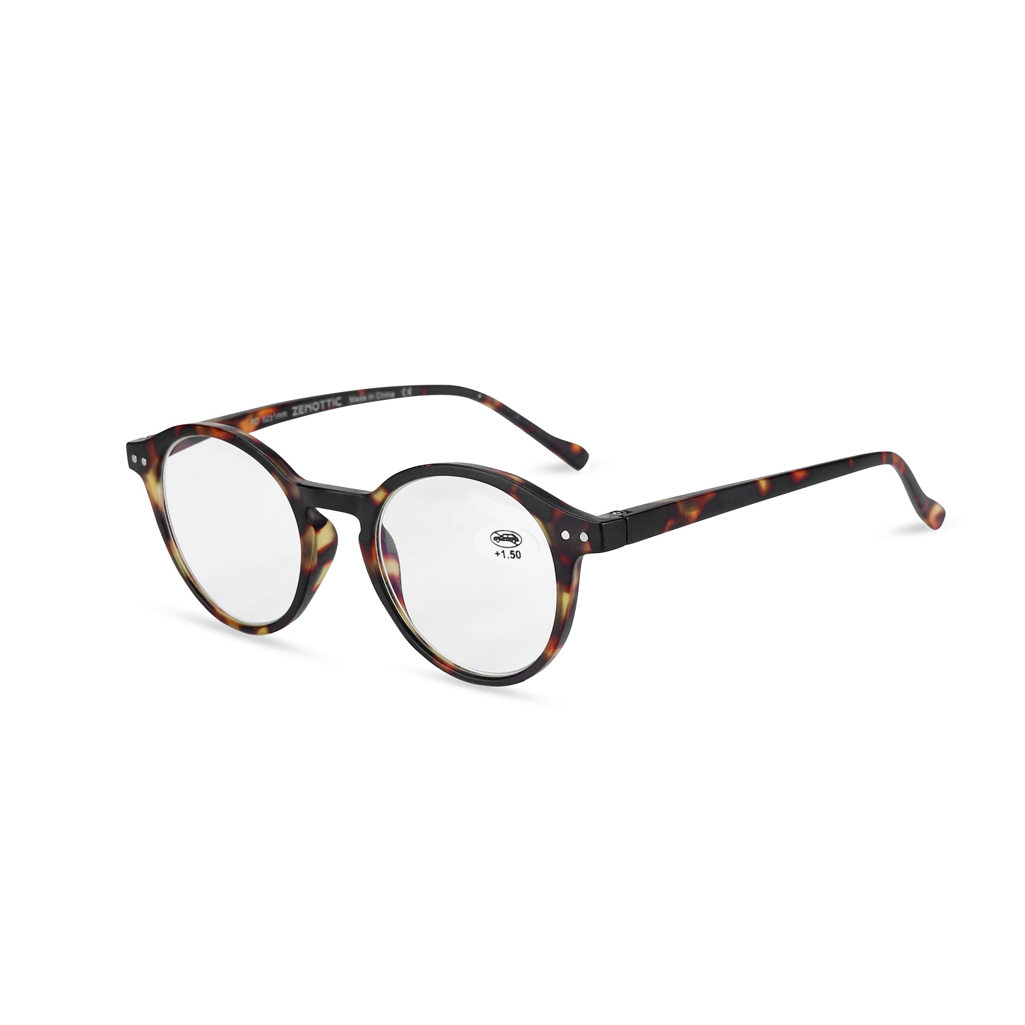 ZENOTTIC Lunette de lecture Anti-blu-Ray,Anti-reflets,Lunettes pour hommes et femmes, Ultra léger,Cadre ronde Conception vintage rétro0.0 1.0 1.5 2.0 2.5 3.0 3.5