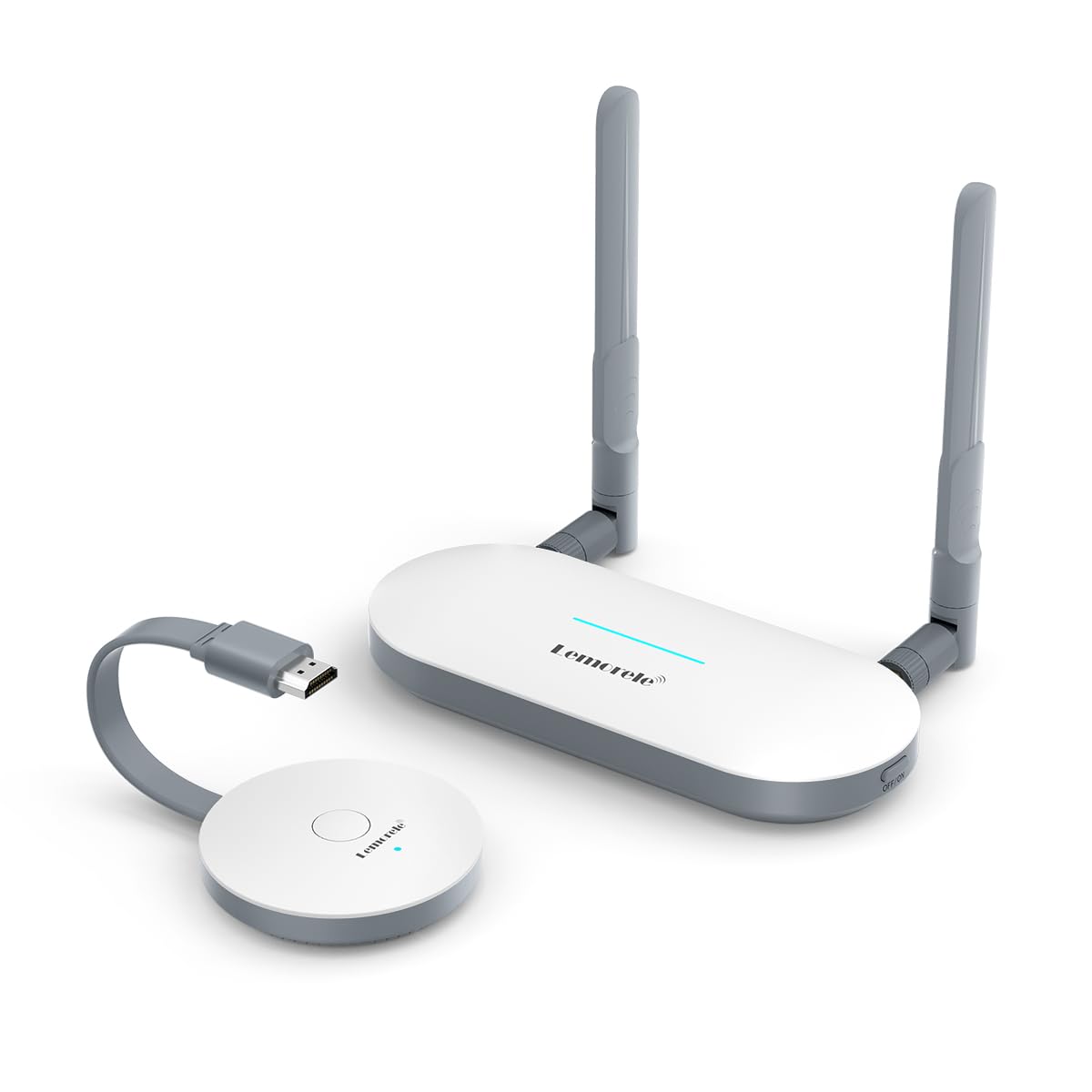 Lemorele Kit HDMI sans Fil, récepteur HDMI + VGA, Jusqu’à 8 TX appairables | 1080P@60Hz, Wi-Fi 2,4/5 GHz, sortie HDMI + VGA et audio – jusqu’à 8 émetteurs appairables, 1 actif à la fois