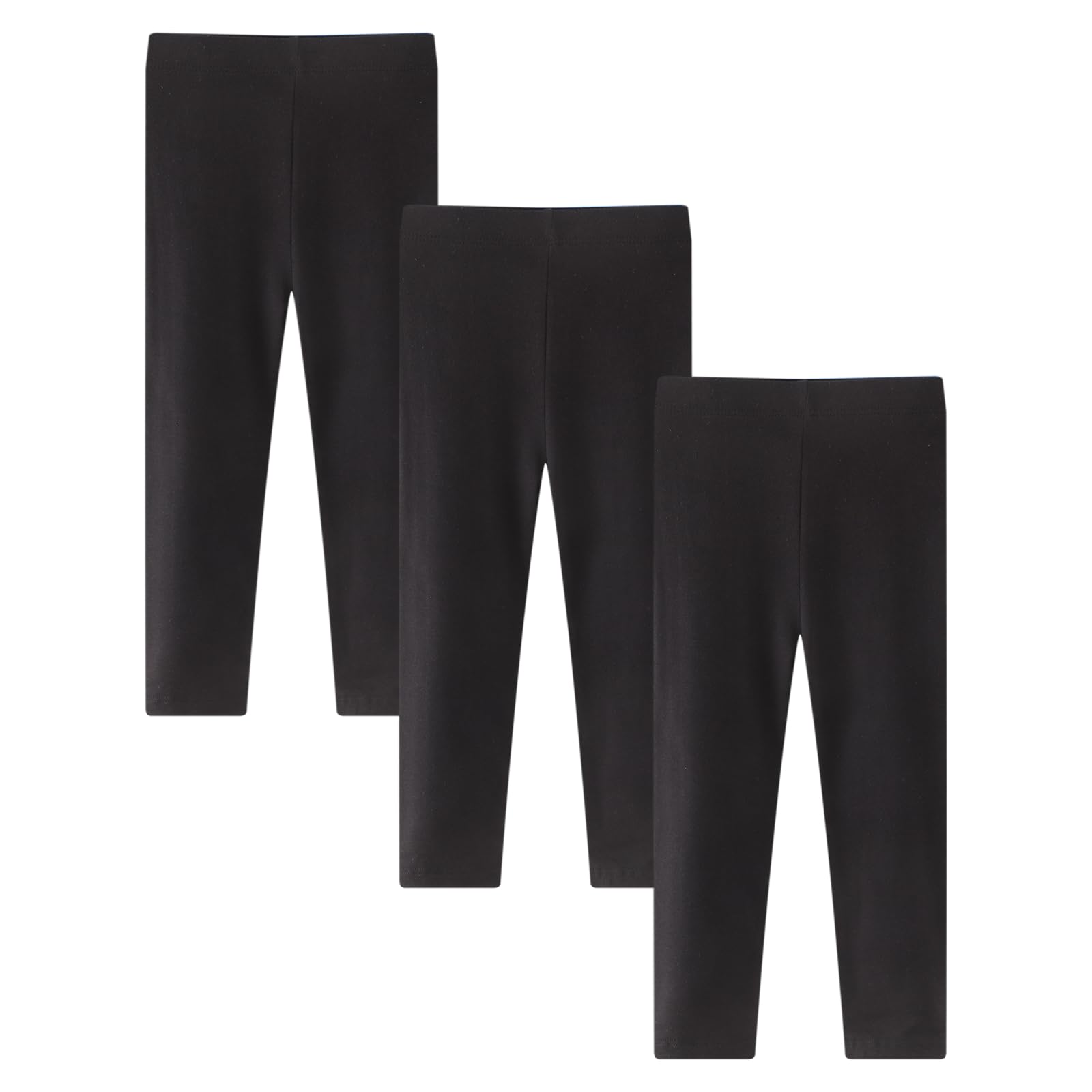 Kfnire Legging Fille Lot de 3 Longs en Coton Leggings Fille Taille Élastique Couleur Unie de 6 Mois à 6 Ans