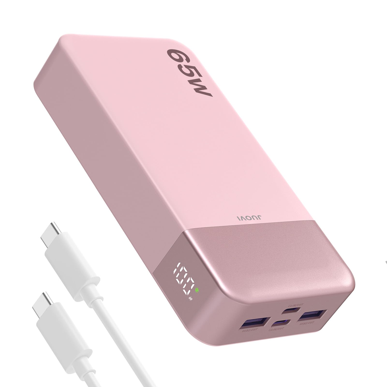 JUOVI Batterie Externe 65W pour Ordinateur Portable Power Bank 20000mAh | Charge Rapide avec 4 Ports Écran LED Batterie Portable pour MacBook Air iPad Tablette iPhone Samsung Steam Deck
