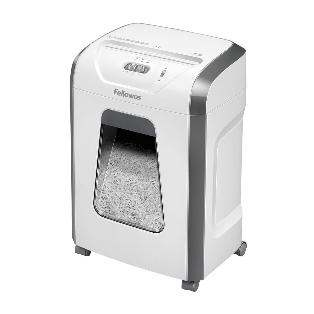 Fellowes Destructeur de Documents Personnel Powershred FS-12C, destructeur de Papier agrafes, Trombones Carte de crédit, Coupe croisée, Corbeille 19L, 12 Feuilles, sécurité DIN P4, exclusivité Amazon
