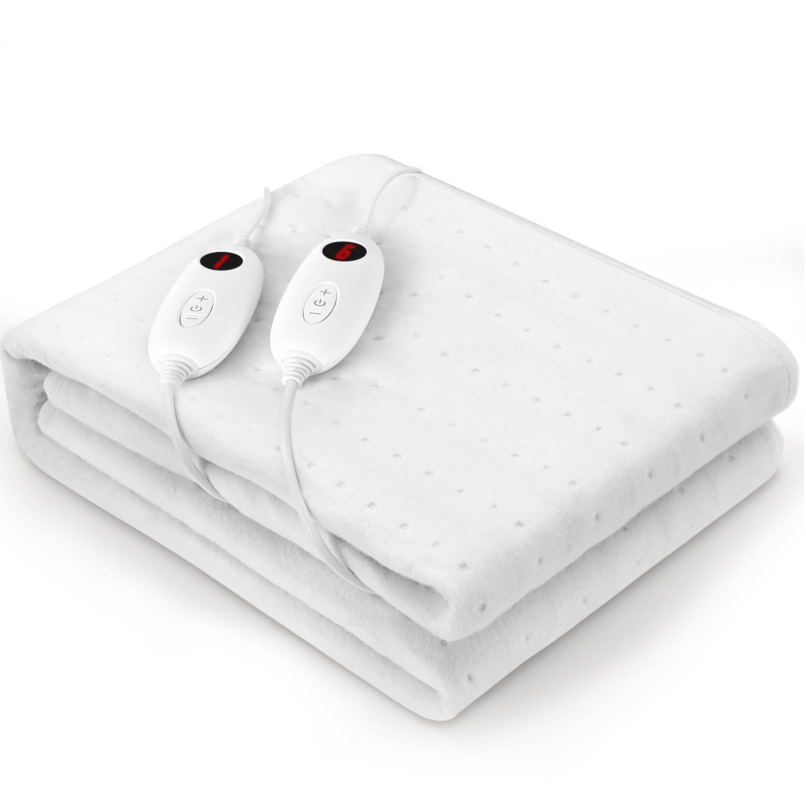 TLGREEN Surmatelas Chauffant 2 Places, 100W, 160x140 cm, 6 Température | 2 Télécommande, D'arrêt Automatique et Protection Contre la Surchauffe, Lavable en Machine, sous-Couverture Électrique