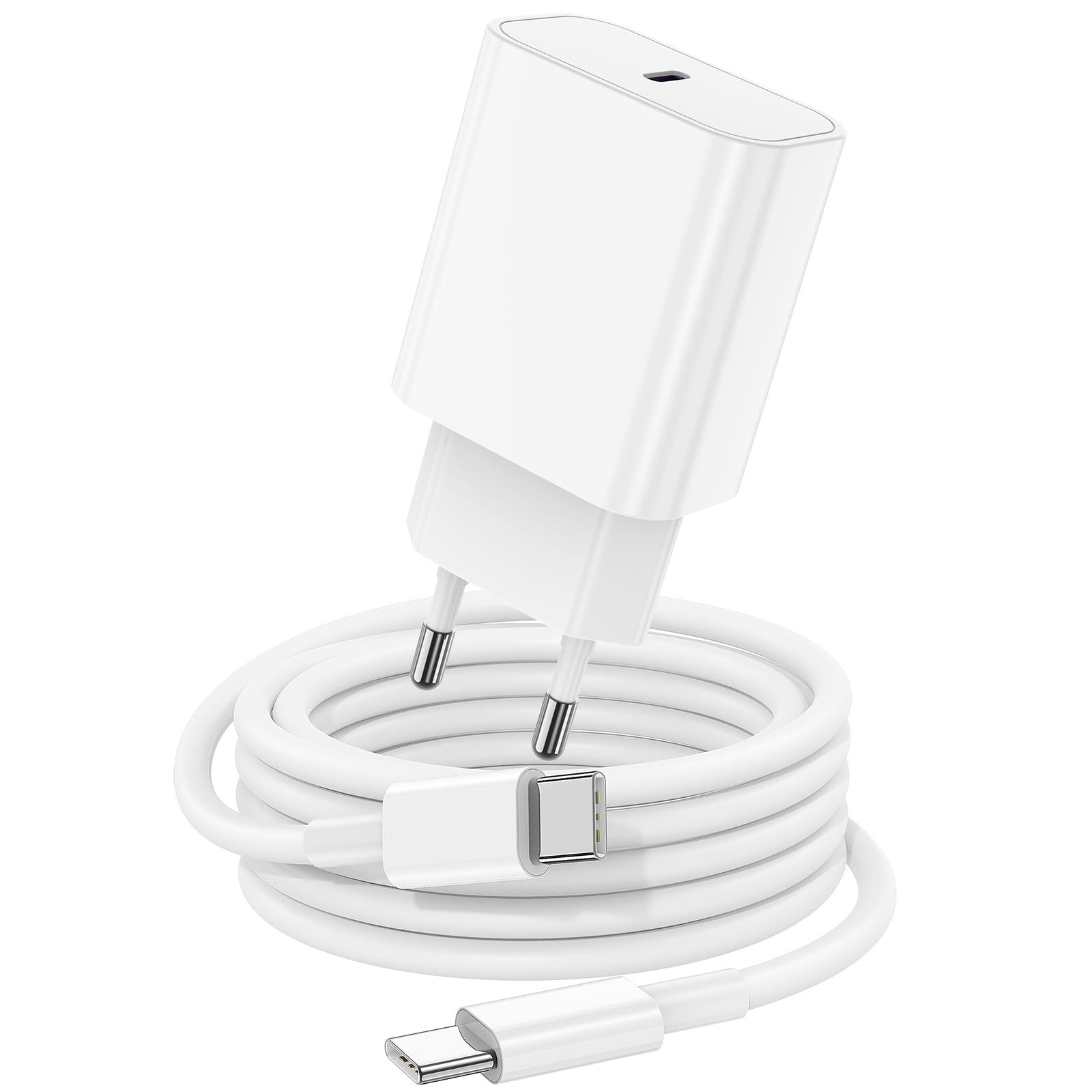 Chargeur iPhone 17 16 15 avec Cable de Charge, Chargeur Rapide USB C Original 20W avec câble USB C AUT C 2M Compatible avec Apple iPhone 17 Air/16e/15 /Pro Max/Plus, iPad Pro 12.9, 11 10/Mini/Air