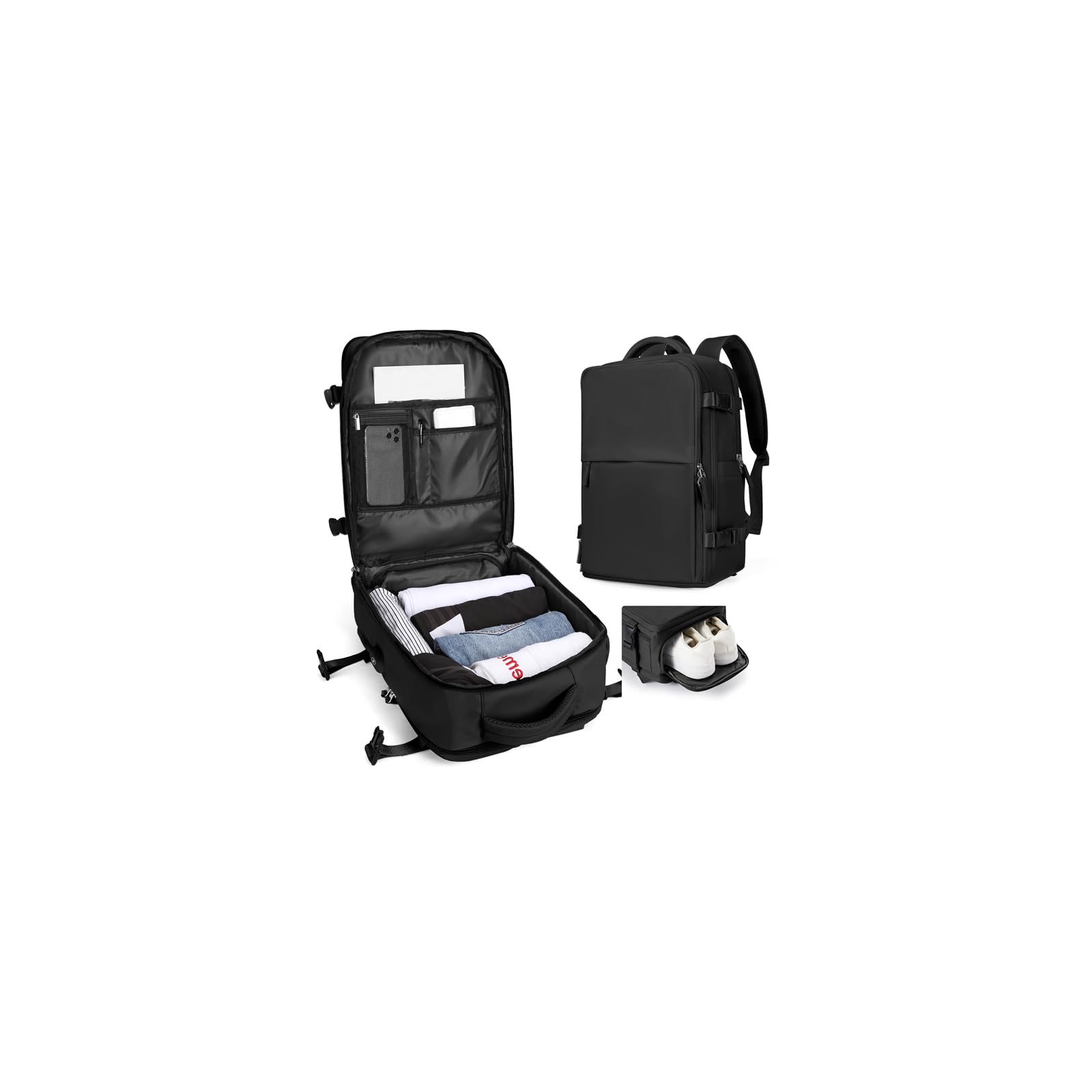 SZLX Sac à Dos de Voyage Femme Cabine Avion Bagage Cabine pour Ryanair Easyjet Bagage à Main Sac à Dos Ordinateur 14 Pouces Homme Sac a Dos Avion Sous le Siege avec Compartiment à Chaussures