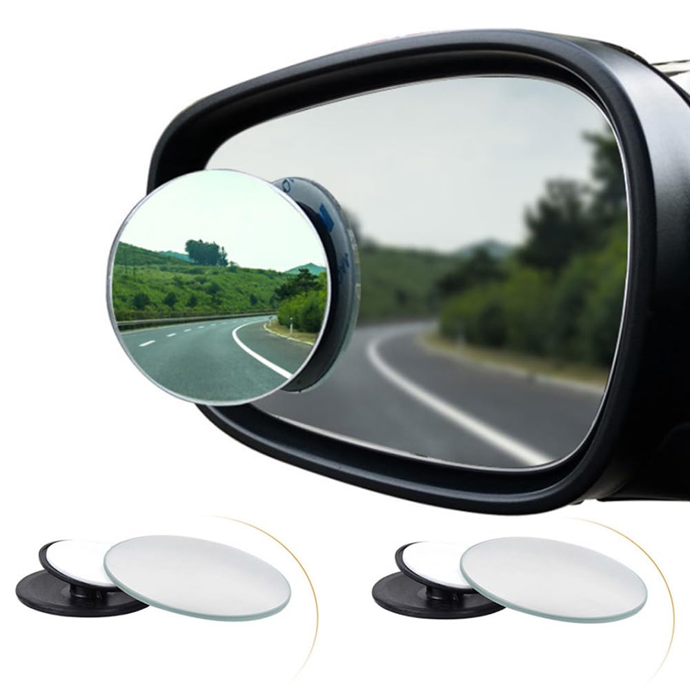 Spurtar Lot de 2 Rétroviseurs Extérieurs d'Angle Mort Ronds pour Voiture | Pivotant à 360°, Réglable, Grand Angle, Auto-Adhésif, Étanche, Universellement Compatible avec Camions, SUV et Camping-Cars