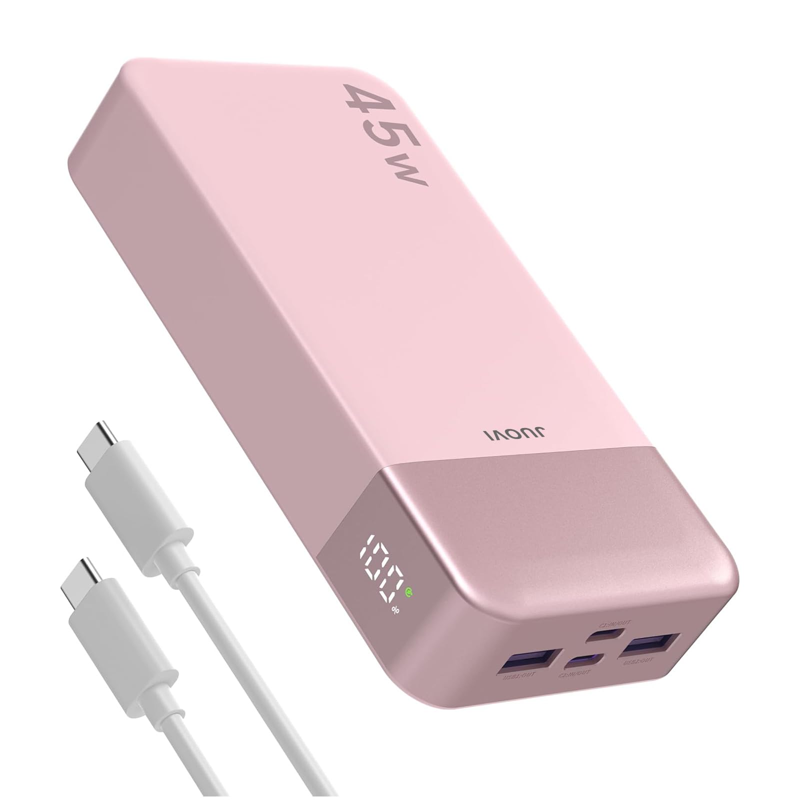 JUOVI Batterie Externe Charge Rapide 45W 20000mAh Power Bank PD 3.0 QC 4.0 | 4 Ports (2USB-A Sortie & 2USB-C Entrée/Sortie) Écran LED Chargeur Externe pour iPad Tablette Switch iPhone Samsung