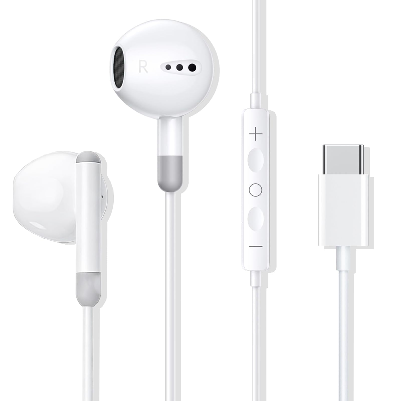Écouteurs USB C,Intra Auriculaires avec Micro Hi-Res et Contrôle du Volume | Compatible avec iPhone 17/16/15/Samsung S20/Huawei P30/P40/Xiaomi/iPad Pro/Google/Pixel 5/4