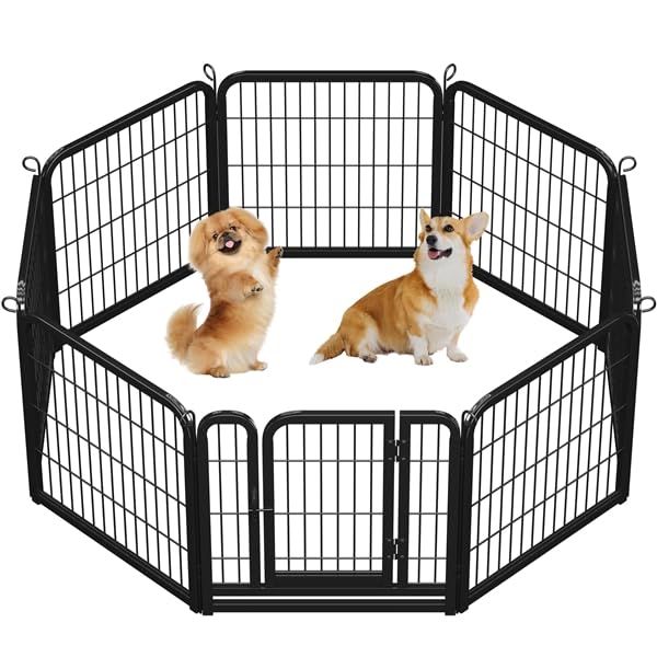 Yaheetech 8 Panneaux Parc pour Chien Pliable 60 x 60cm Enclos en Métal | Clôture modulables pour chiots, lapins, Chenil en Métal pour Exercice, Barriere chien Panneaux à loquet intérieur/extérieur