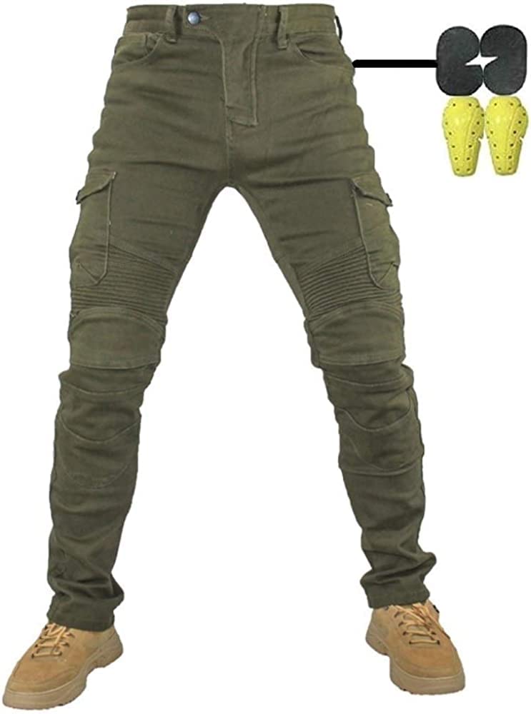 CBBI-WCCI Homme Pantalon de Moto pour Jeans de Moto Pantalon d'armure de Motard Pantalon de Protection pour vélo, 4 x Tapis de Protection