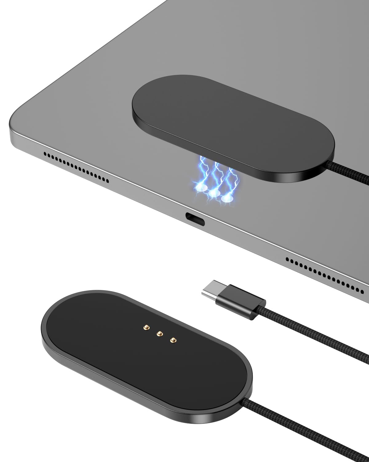 Chargeur sans Fil magnétique pour iPad Pro 11 (2024/2025 M4), 45W Rapide Connecteur Intelligent en Alliage Pad de Charge sans Fil avec câble USB-C (11inch M4)