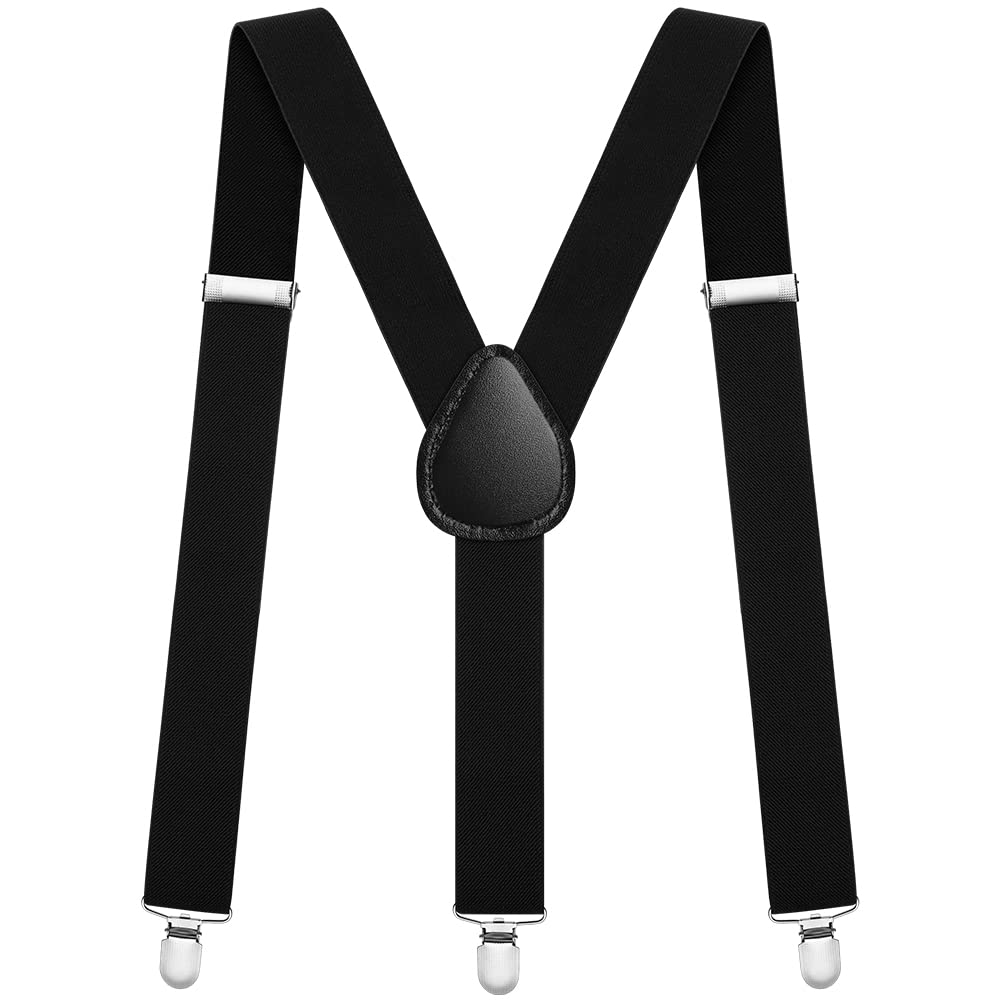 Aomig Bretelles Homme Larges Réglable, Bretelles Extra Larges en X pour Hommes, Bretelles pour Hommes avec de Tres Fortes 4 Clips - 3.5 cm