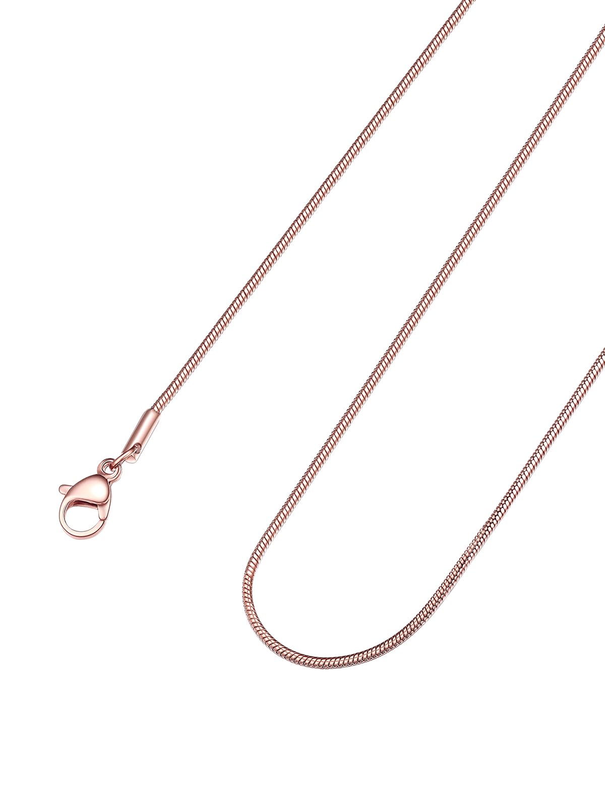 FOCALOOK 1,2mm Collier Serpent Femme Fine & Ajustable Argent/Plaqué Or | Chaîne Femme Or Rose Noir Acier Inoxydable avec Chaine 45-75 cm + 5cm Rallonge pour Pendentif Bijou Excellant Cadeau Femmes