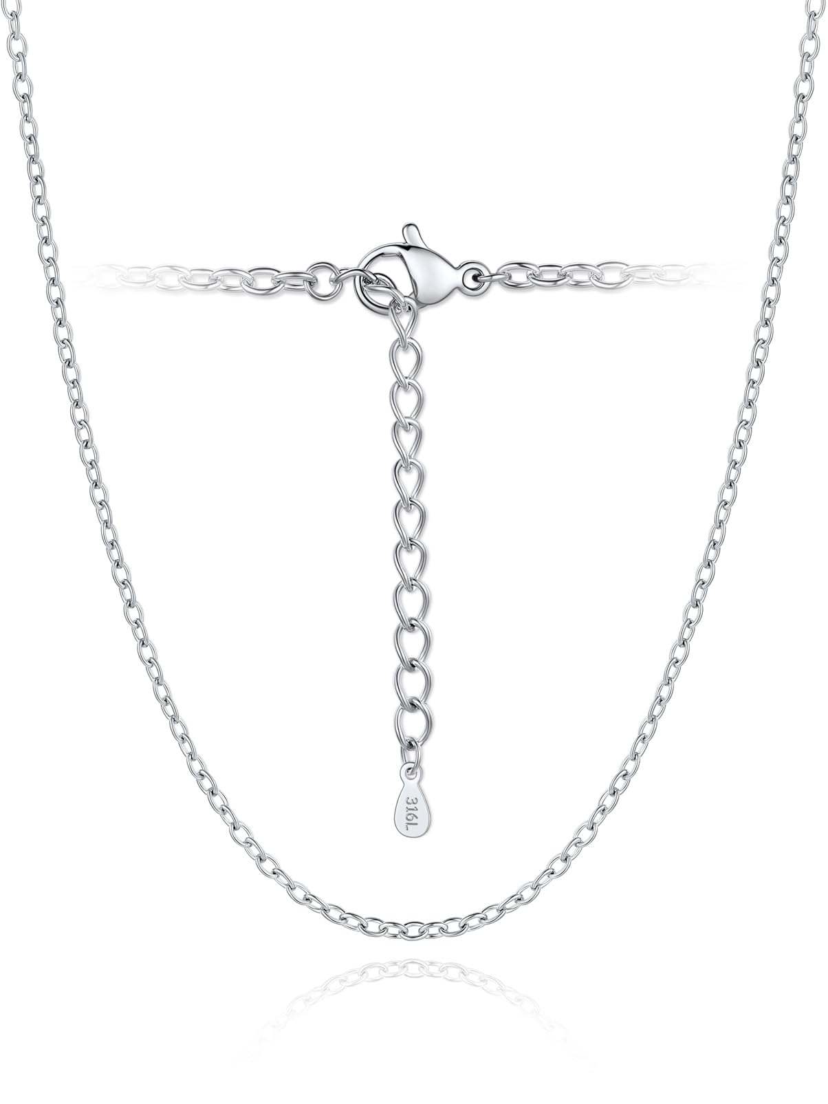 Silvora Chaine Collier Argent/Or Femme 2,5mm en Acier Inoxydable 35 à 75 CM | Chaîne Argent Femme Acier Réglable Maille Forçat Rolo Avec Fermoir Bijou Cadeau avec Boîte Anniversaire Noël Sans Pendentif