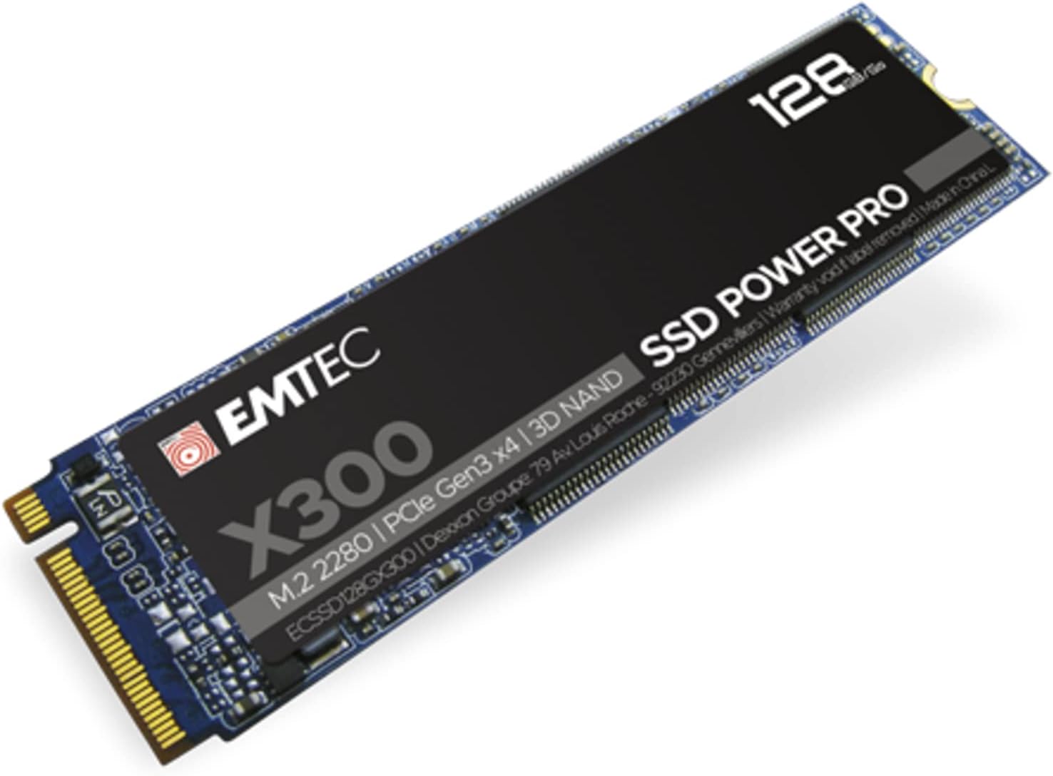 EMTEC - Disque Dur SSD Interne X300 M.2 2280 SSD Power Pro 128Go - PCI Express 3.0 3D NAND NVMe - Idéal Ultrabook, Informatique Haute Performance