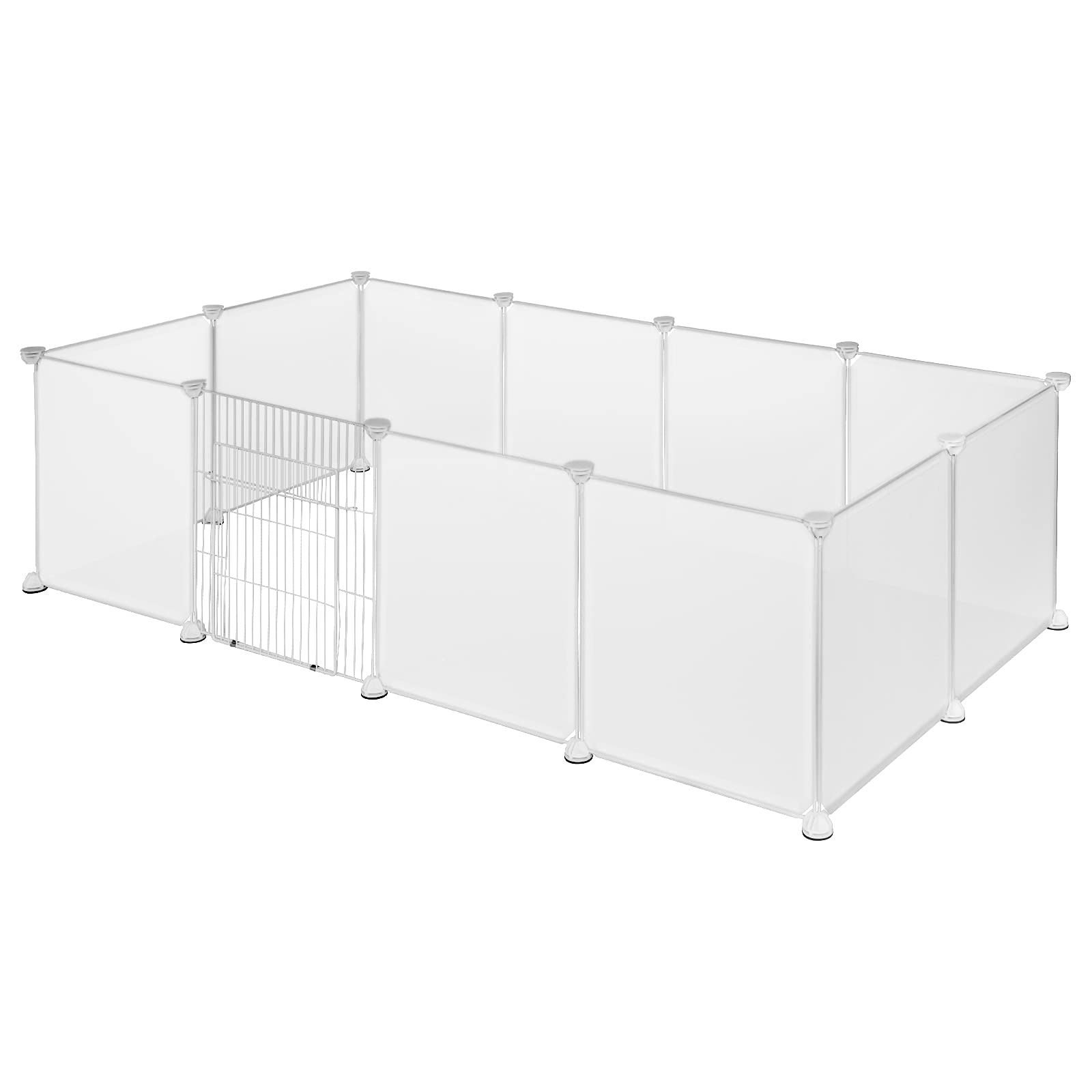 EUGAD Enclos pour Lapin, Parc pour Petits Animaux avec Porte, Enclos Lapin Interieur en Plastique, Modulable Enclos Cochon d'Inde 12 Panneaux (35x45cm/panneau) 145x75x46cm