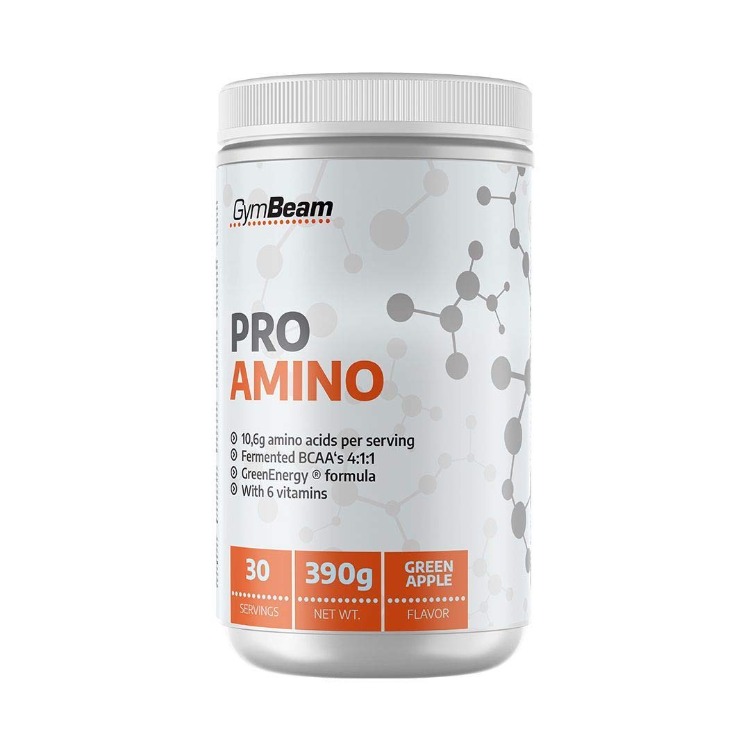 GymBeam ProAMINO – Acides aminés BCAA, complexe de 9 acides aminés, d'arginine et bêta-alanine. Contient 10,5 g de protéines/portion, enrichi de la formule GreenEnergy® et de 6 vitamines.