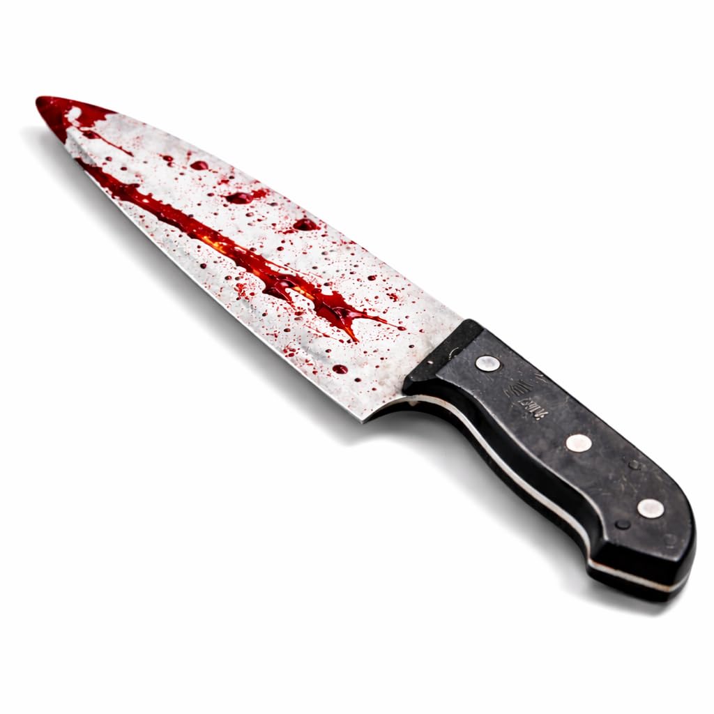 Faux couteau Env. 34 cm Accessoire avec sang pour Halloween et déguisement – Trompeusement réel pour costume d'horreur
