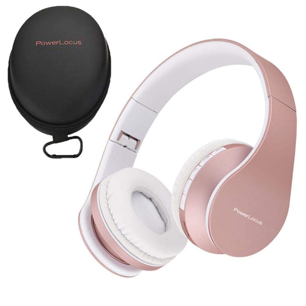 PowerLocus Casque Bluetooth sans Fil, Pliable Casque Audio Stéréo, Oreillette Bluetooth avec Micro Intégré/Micro SD/FM Radio pour Téléphones/PC/Tablettes/TV