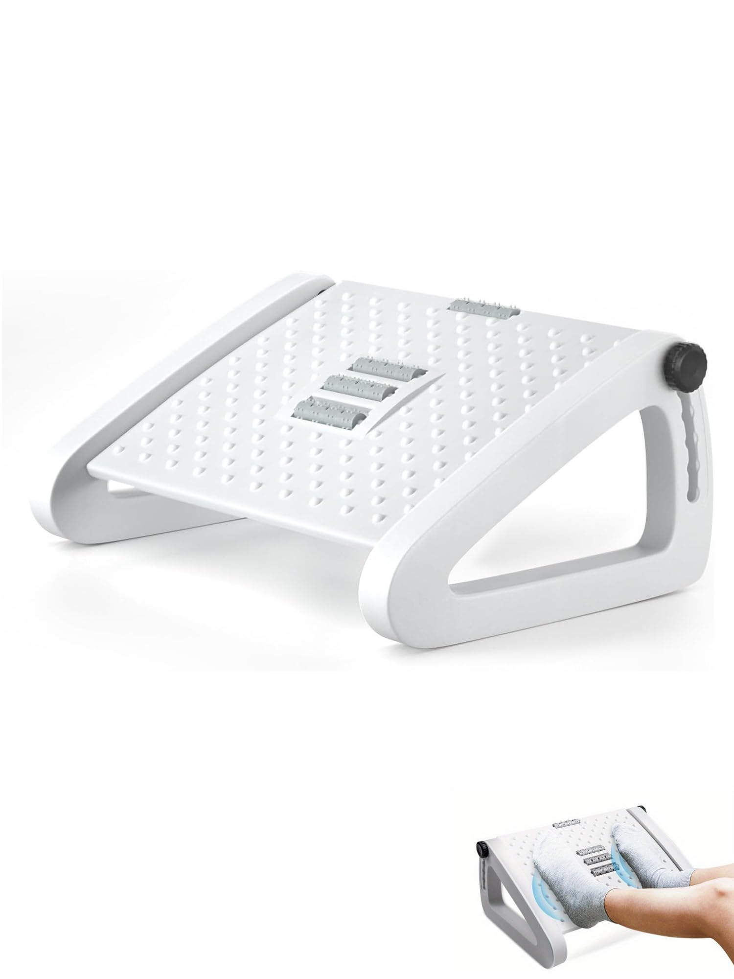 Repose-Pieds Ergonomique Réglable sous Bureau | Fonction Massage, Antidérapant, Améliore la Posture et la Circulation, Idéal pour le Travail et la Maison