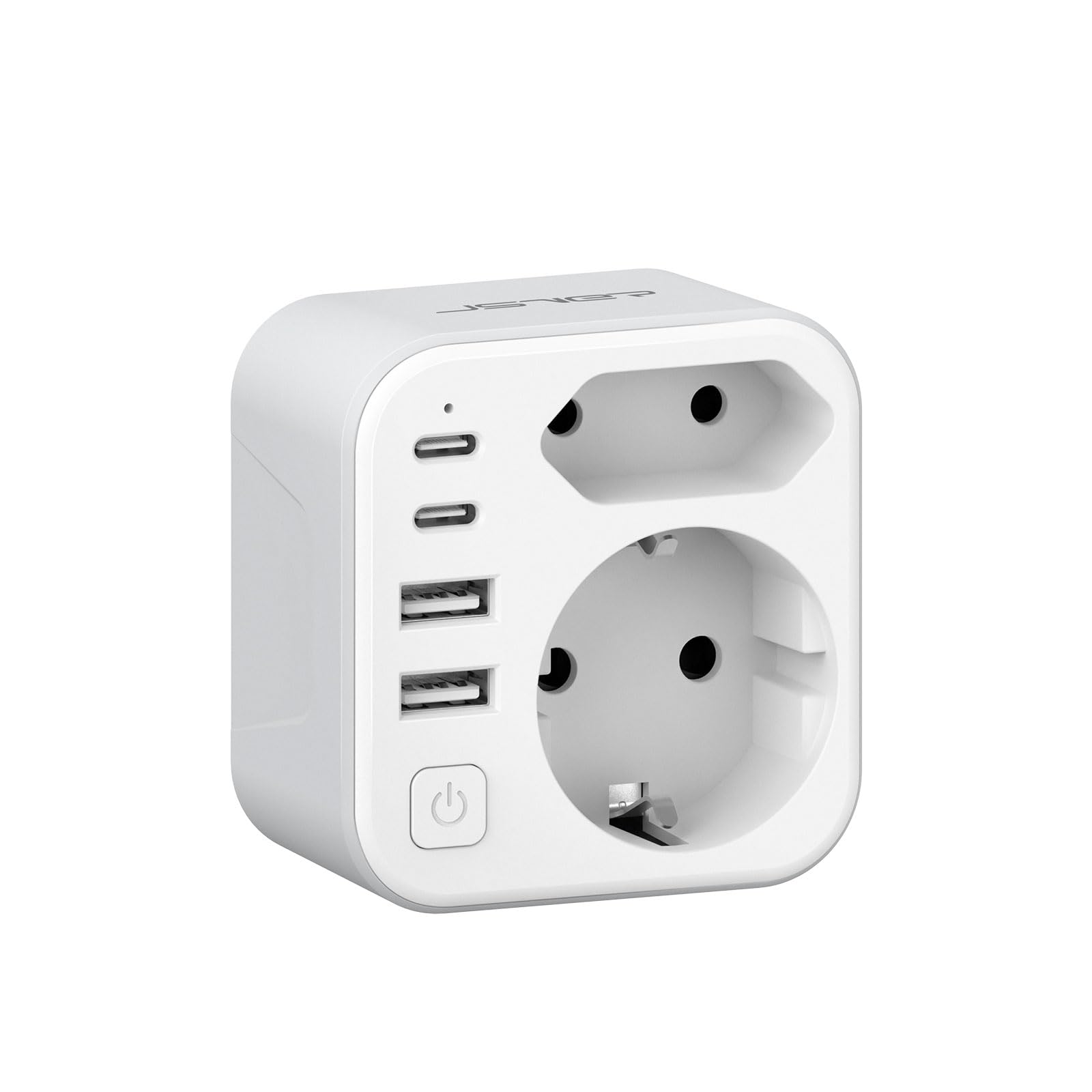 JSVER Adaptateur Prise Anglaise,Adaptateur Voyage France/Europe vers UK,Adaptateur Prise avec 2 USB A et 2 Type C,3680W Prise Type G FR vers UK Irlande, Malaisie, Singapour, HK, Dubaï(Blanc)