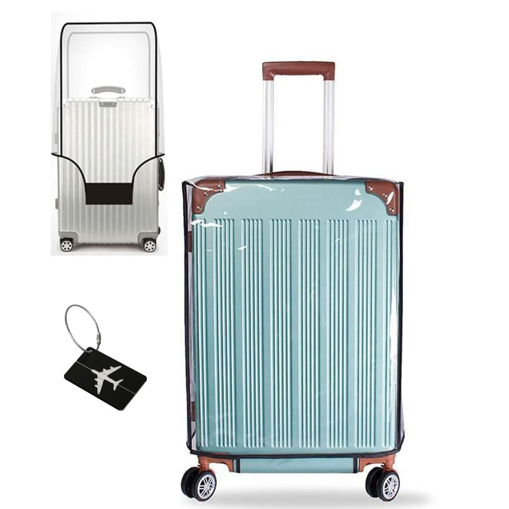 MosaiRudo Housse de valise imperméable en PVC transparent avec | protection de l'étiquette de bagage -Protection transparente pour bagages de voyage pour valise à vélo