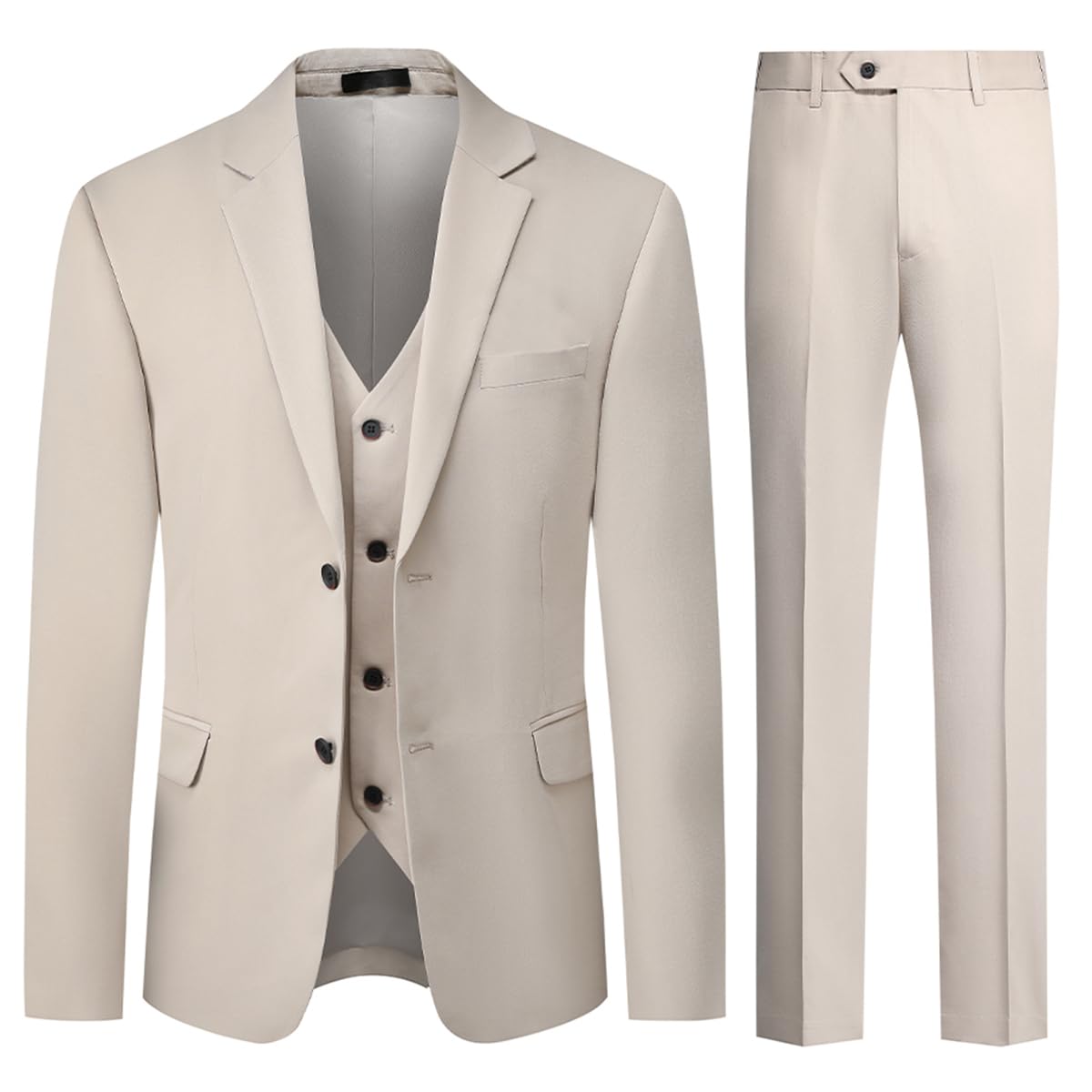 Allthemen Ensemble de Costume Homme 3 Pieces Smokings 2 Boutons | Coupe Ample,Pas de repassage,Formel d'Affaires,Couleur Unie,Bal De Promo Dîner,Elegant Chic,Manches Longues,Poches Utilisées