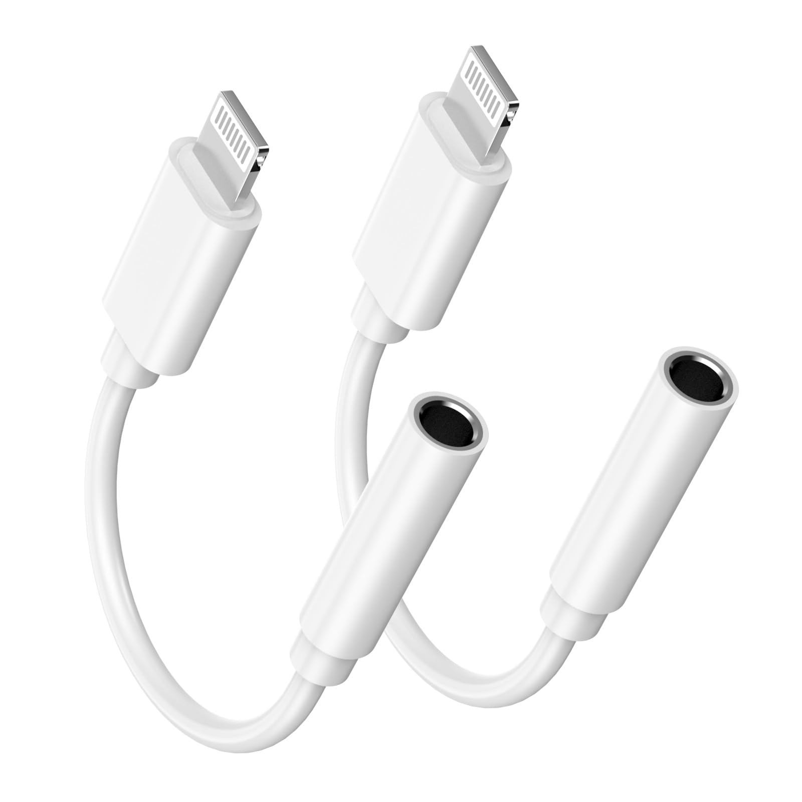 [Certifié Apple MFi] Adaptateur Apple Lightning vers Prise Casque 3,5 mm | Lot de 2 adaptateurs Casque iPhone 3,5 mm Aux Audio Converter Adaptateur Dongle pour iPhone 14 13 12 11 Pro Max XS XR X 8