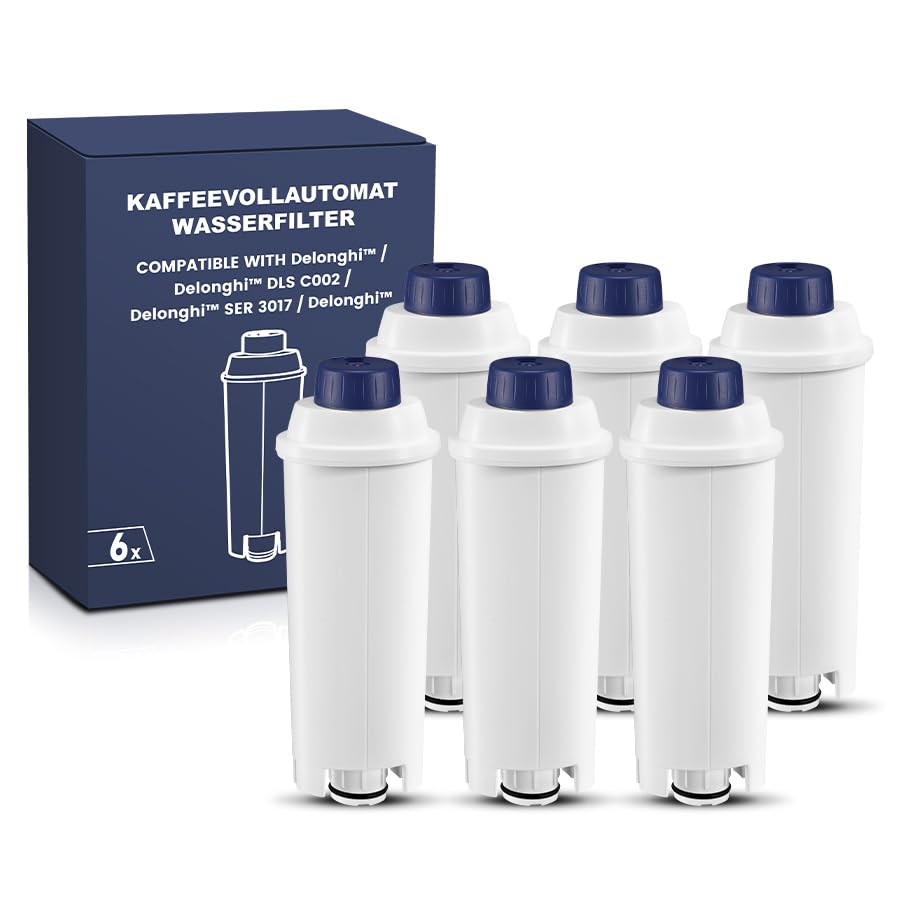 Mutital 6 Filtres à Eau pour Machines à Café De'Longhi | Compatible avec De'Longhi ECAM, ESAM, ETAM, Dinamica, Magnifica, Primadonna, BCO et EC.Filtres à eau de rechange.