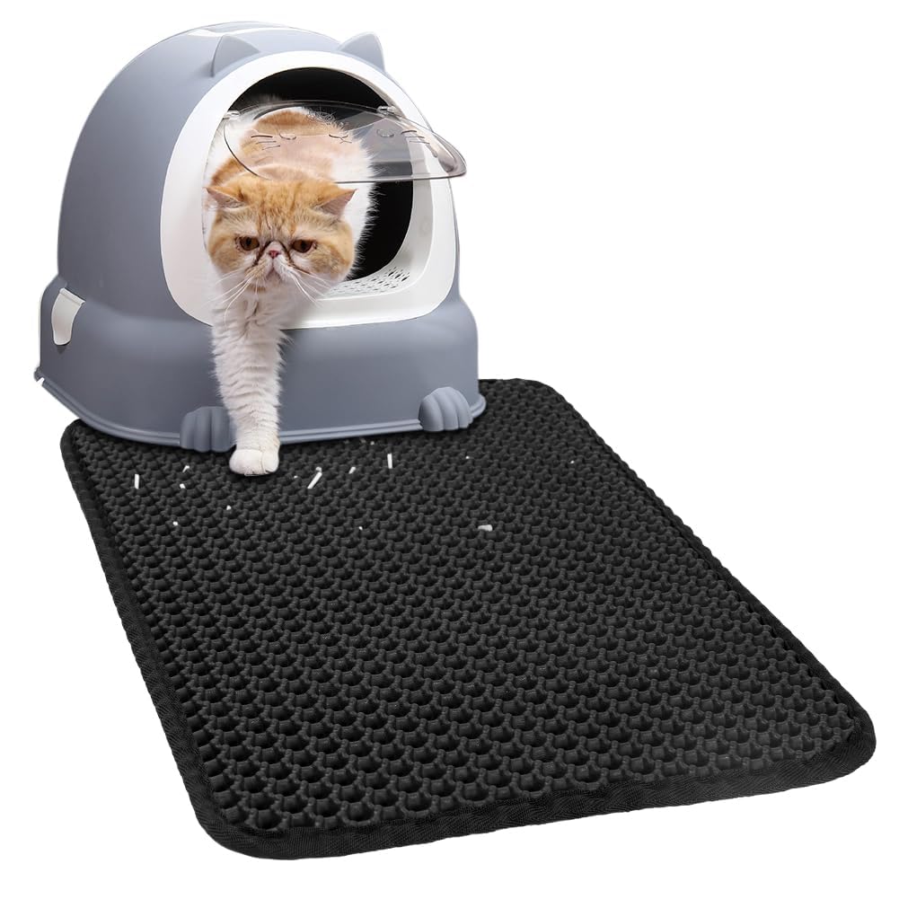 VSSHE Tapis de litière pour Chat, 30x45cm Tapis Litière Chat Bac à Litière pour Chats, EVA Imperméable Conception en nid d'abeille à Double Couche Tapis de Toilette Chat, Convient aux Petits Animaux