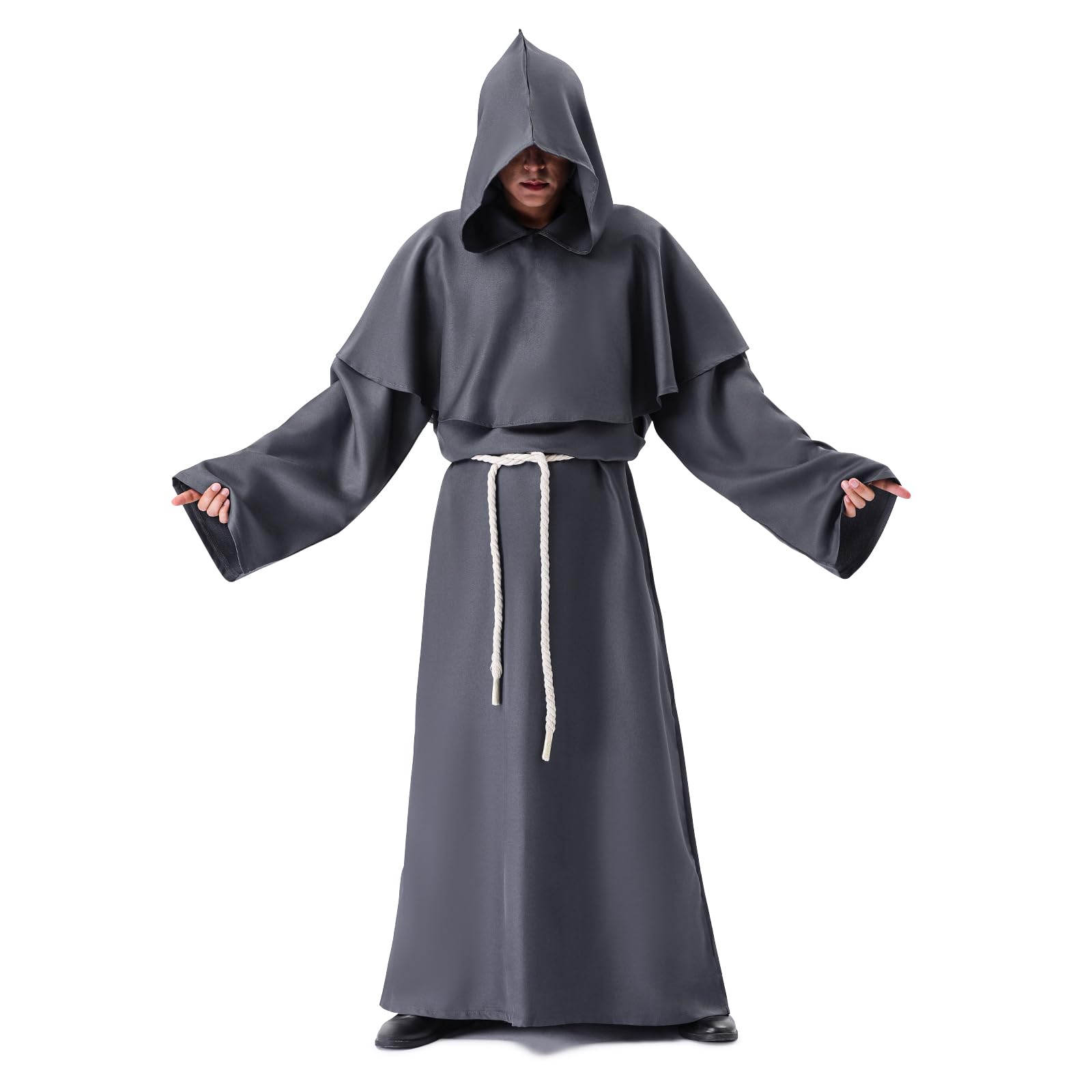 Myir JUN Deguisement Halloween Homme, Costume Medieval Homme Déguisement | Médiéval Costume Capot Renaissance Robe Carnaval Manteau Cape pour Adulte, pour Cosplay et Fêtes à Thème