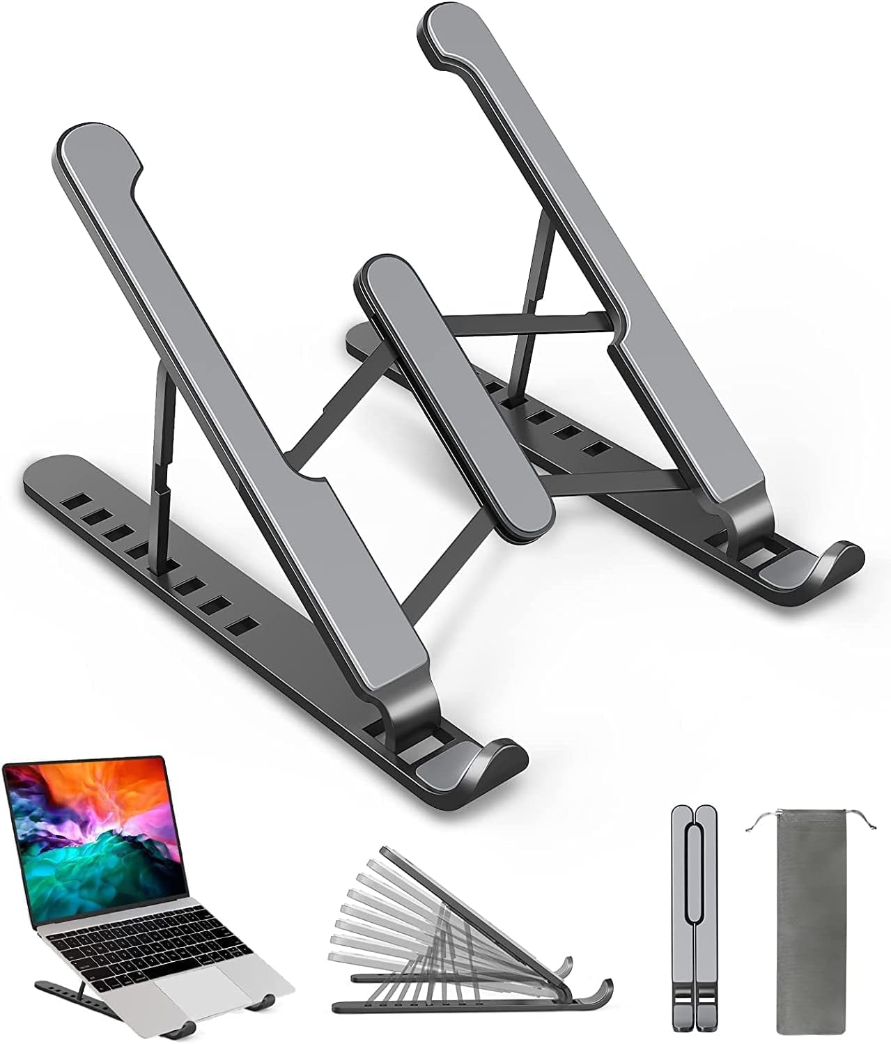 Support Ordinateur Portable 8 Niveaux Réglables 10-15.6 Antidérapant