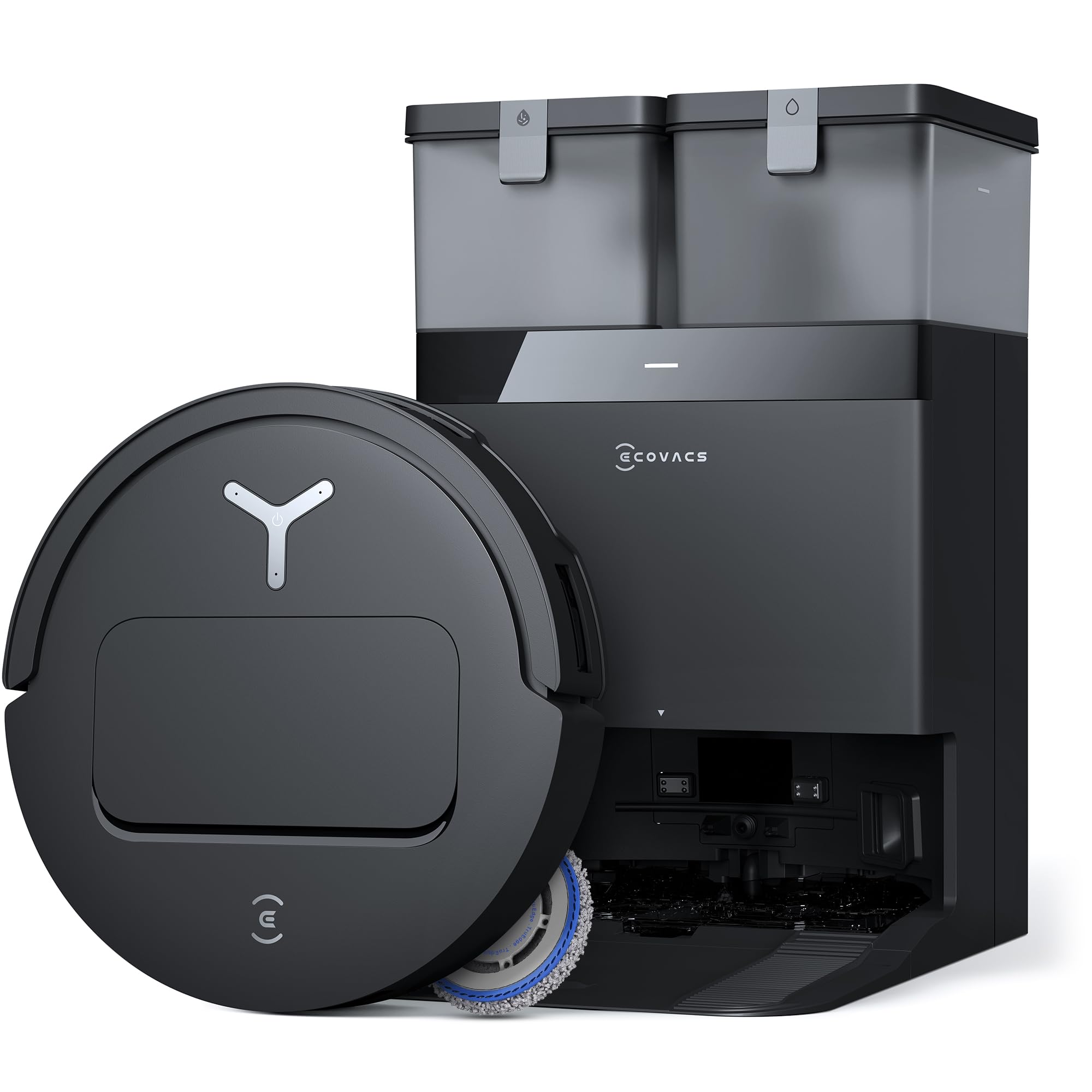 ECOVACS T50 Omni GEN2 Robot Aspirateur Laveur 21000Pa Extensible AIVI 81mm | ZeroTangle 2.0, station OMNI avec vidage automatique, séchage à 45°C, lavage à 75°C, assistant vocal YIKO, TruEdge 2.0, Noir
