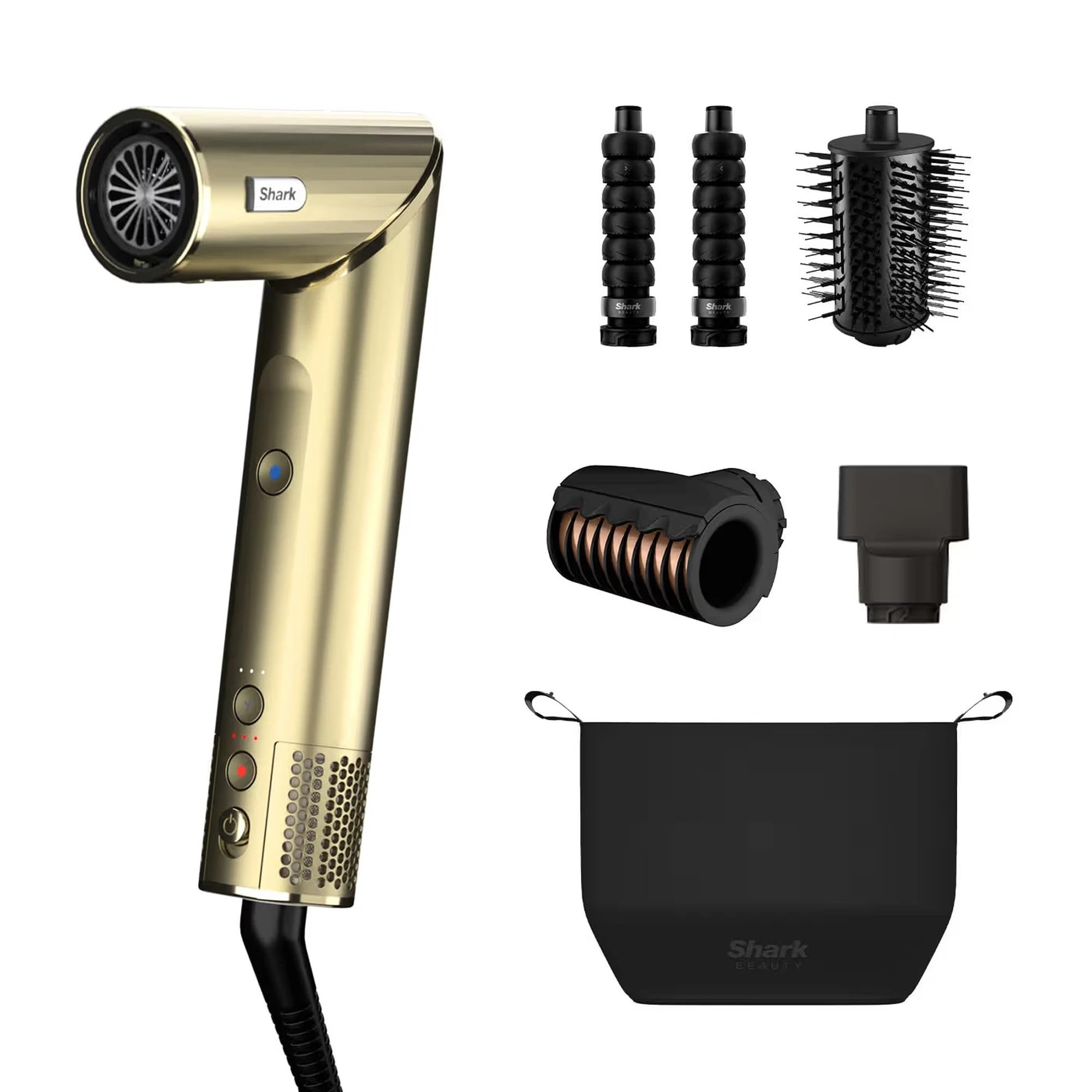 Shark FlexStyle, Sèche-cheveux et styler à air pulsé 4 en 1 édition limitée, embout boucleur auto-enrouleur, brosse ovale, concentrateur, étui de rangement, HD434F1GDEU