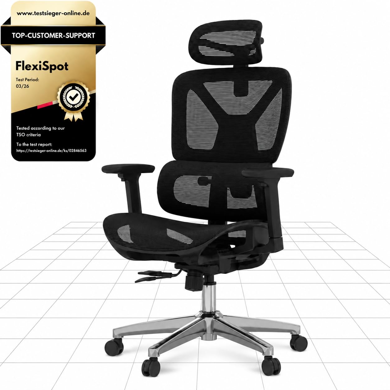 FLEXISPOT ErgoX Chaise de Bureau Ergonomique | Chaise Gaming en Maille Respirante, Accoudoirs 3D, Appuie-tête Réglable, Pivotante Réglable Hauteur, Bureau & Gaming, Noir