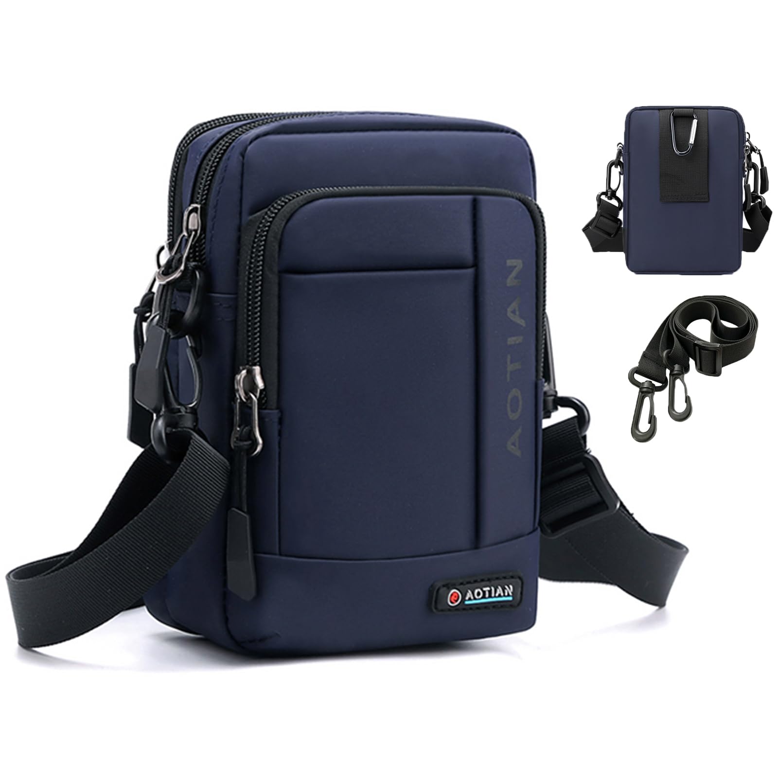 BAGZY Petit Pochette Ceinture Homme Sacoche Bandoulière pour Homme Sac Bandoulière Sac Porté épaule Sac Banane Crossbody Sac à Main Sac Ceinture Étui pour Téléphone Portable Sac de Voyage Noir