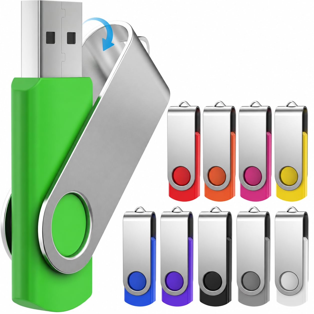 Cle USB 32 Go Lot de 10 Clés USB Flash Drives Stockage Rotation Disque Mémoire Stick PenDrive Multi Colors Clef USB 32 Go avec Cordes by FEBNISCTE