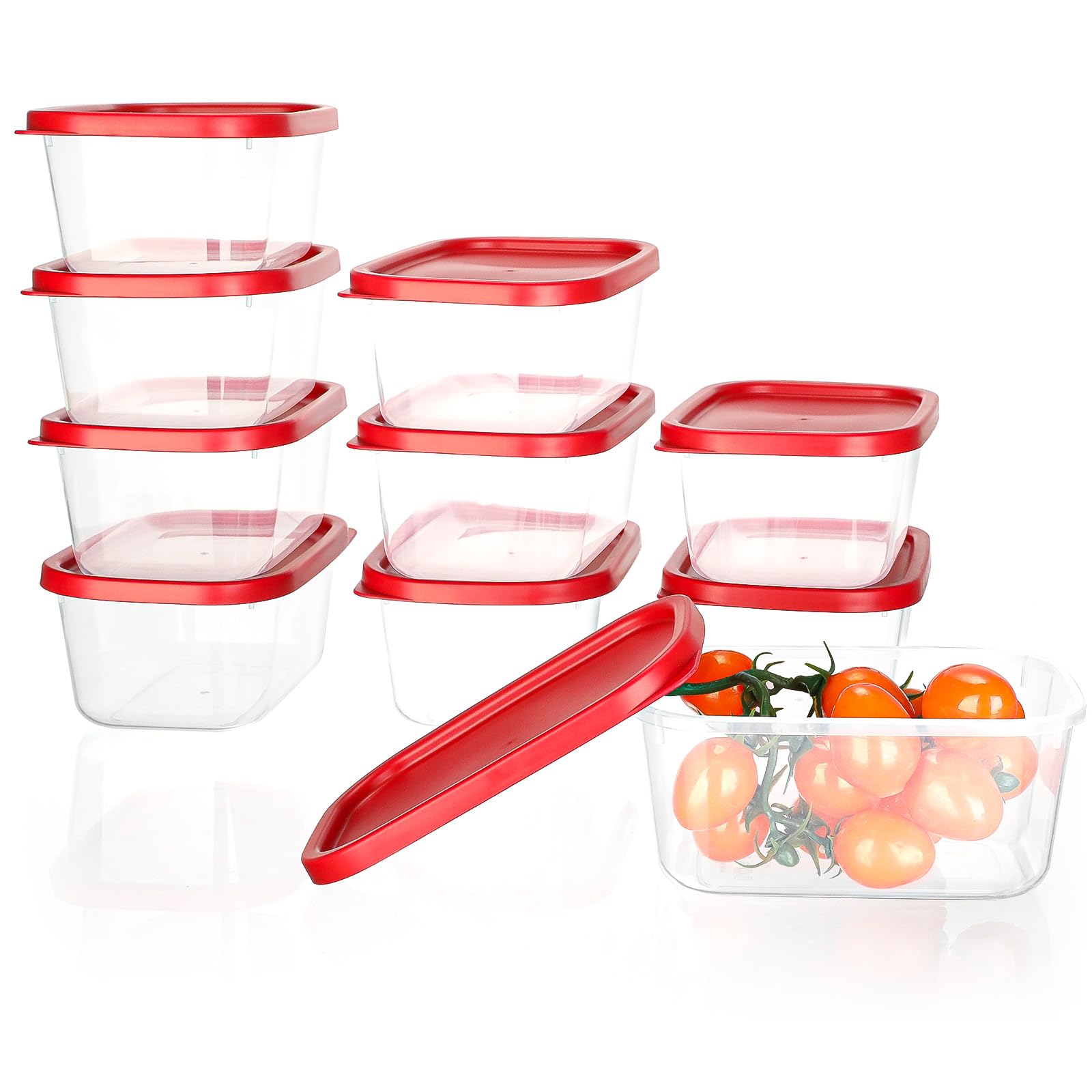 VINATO Lot de 10 Boîtes de Conservation 710ml - Rectangulaires, Empilables, Micro-ondes - Sans BPA, Pour Cuisine, Meal Prep, Congélation & Stockage Alimentaire - Inclut 12 Étiquettes