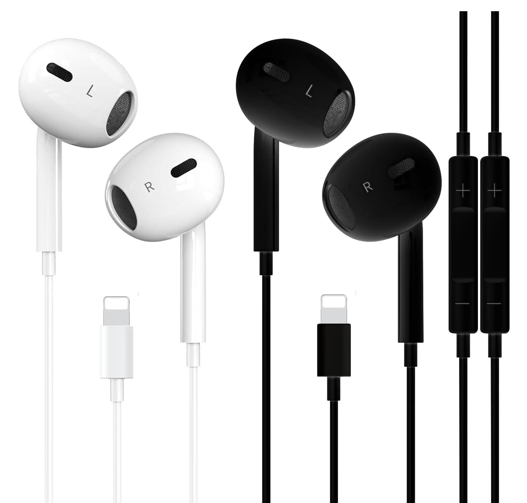 2 Packs d'Écouteurs/Écouteurs Filaires pour iPhone AEAOA Certifiés MFi Apple Réduction de Bruit Compatibles avec iPhone 14/13/12/11/XR/XS/X/8/7/SE/Pro/Pro Max (Noir et Blanc)